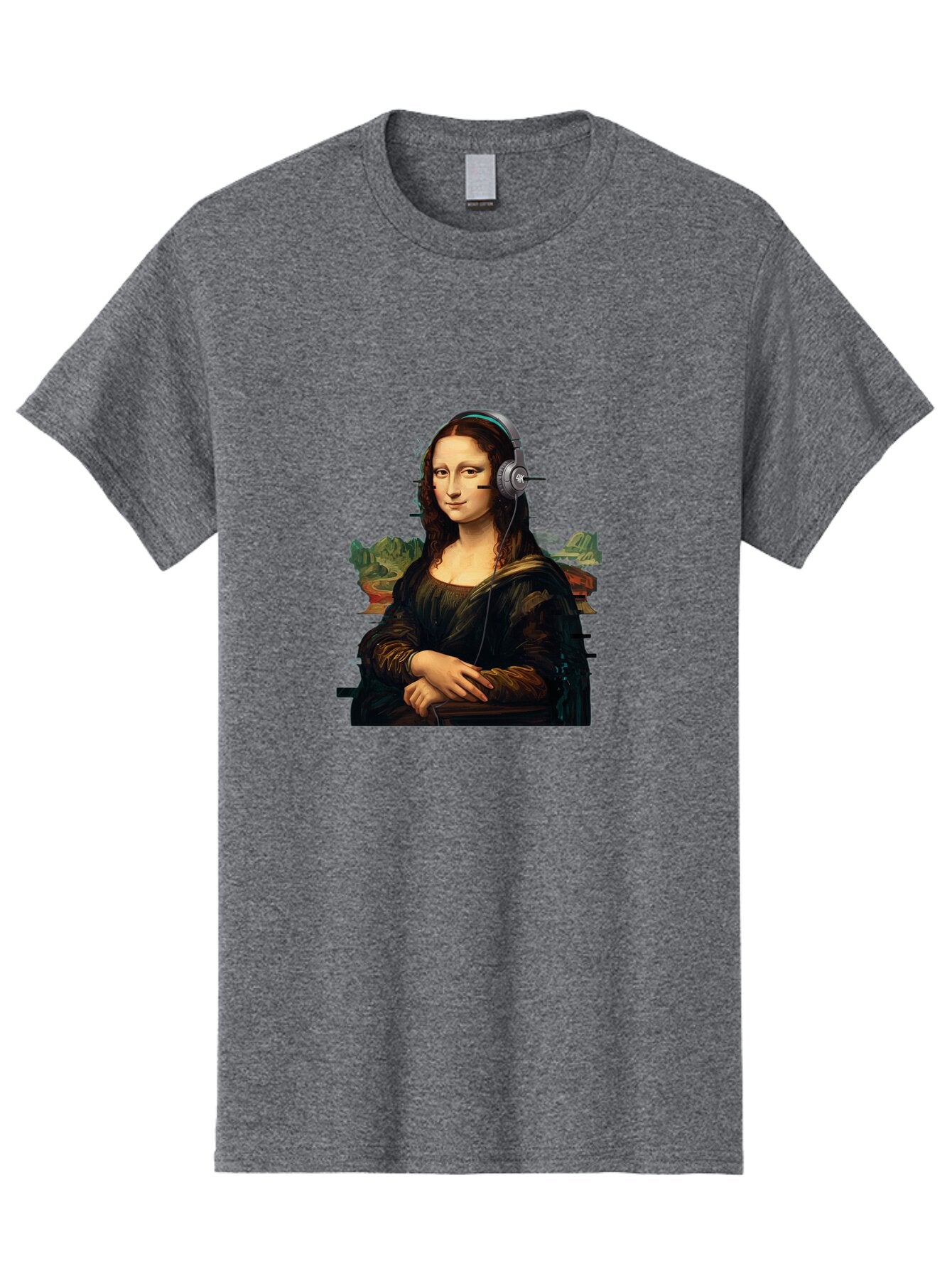 Mona-Lisa-Headphones-3 Men'S Graphic Tee, 100% Cotton, Comfortable Casual Summer Wear, Machine Washable, Vintage Camera, Old Camera, Antique Camera, Black Camera, Classic Photography, Photography Equipment, Nostalgic Device, Film Camera, Bam903 15