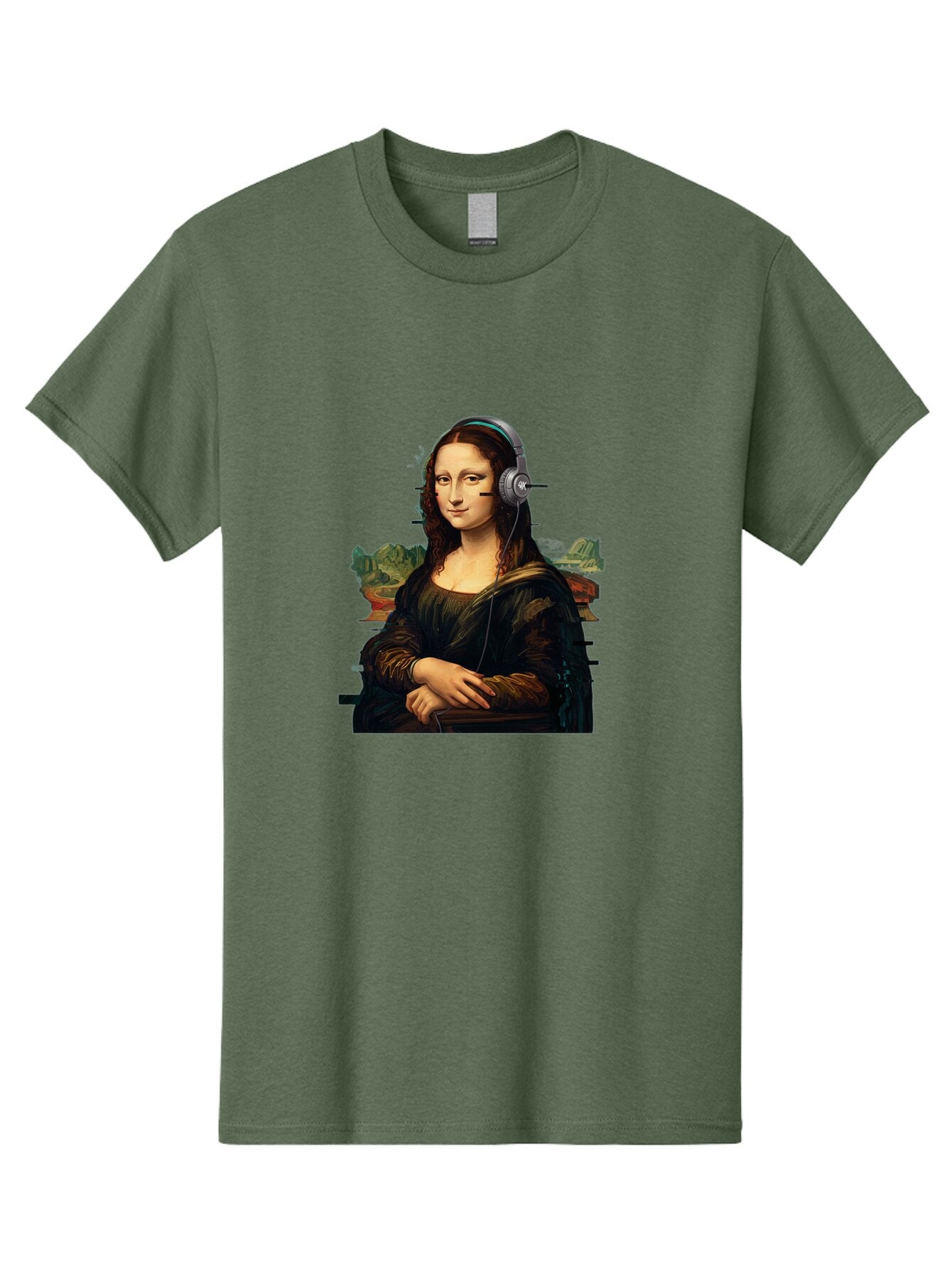 Mona-Lisa-Headphones-3 Men'S Graphic Tee, 100% Cotton, Comfortable Casual Summer Wear, Machine Washable, Vintage Camera, Old Camera, Antique Camera, Black Camera, Classic Photography, Photography Equipment, Nostalgic Device, Film Camera, Bam903 5