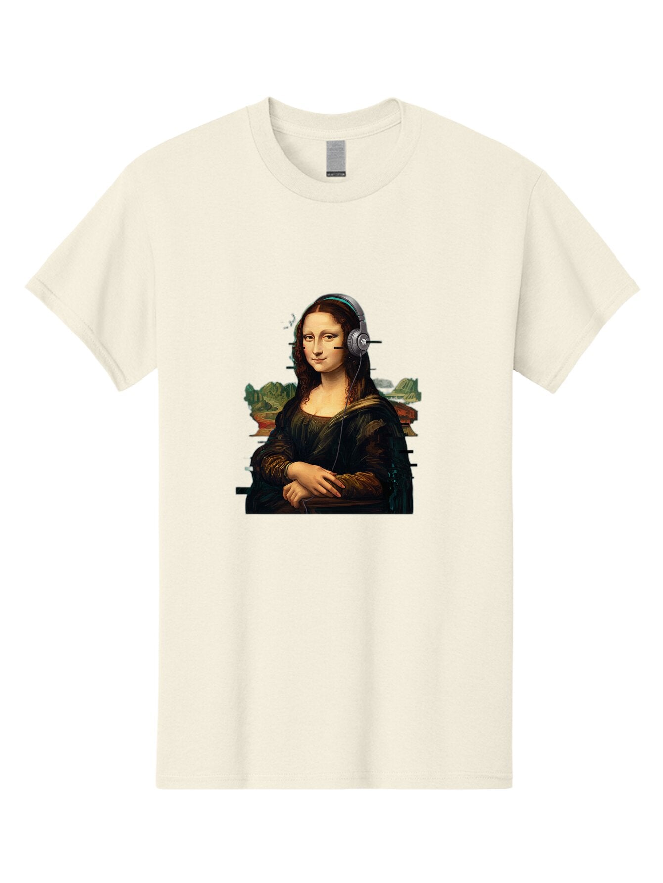 Mona-Lisa-Headphones-3 Men'S Graphic Tee, 100% Cotton, Comfortable Casual Summer Wear, Machine Washable, Vintage Camera, Old Camera, Antique Camera, Black Camera, Classic Photography, Photography Equipment, Nostalgic Device, Film Camera, Bam903 13
