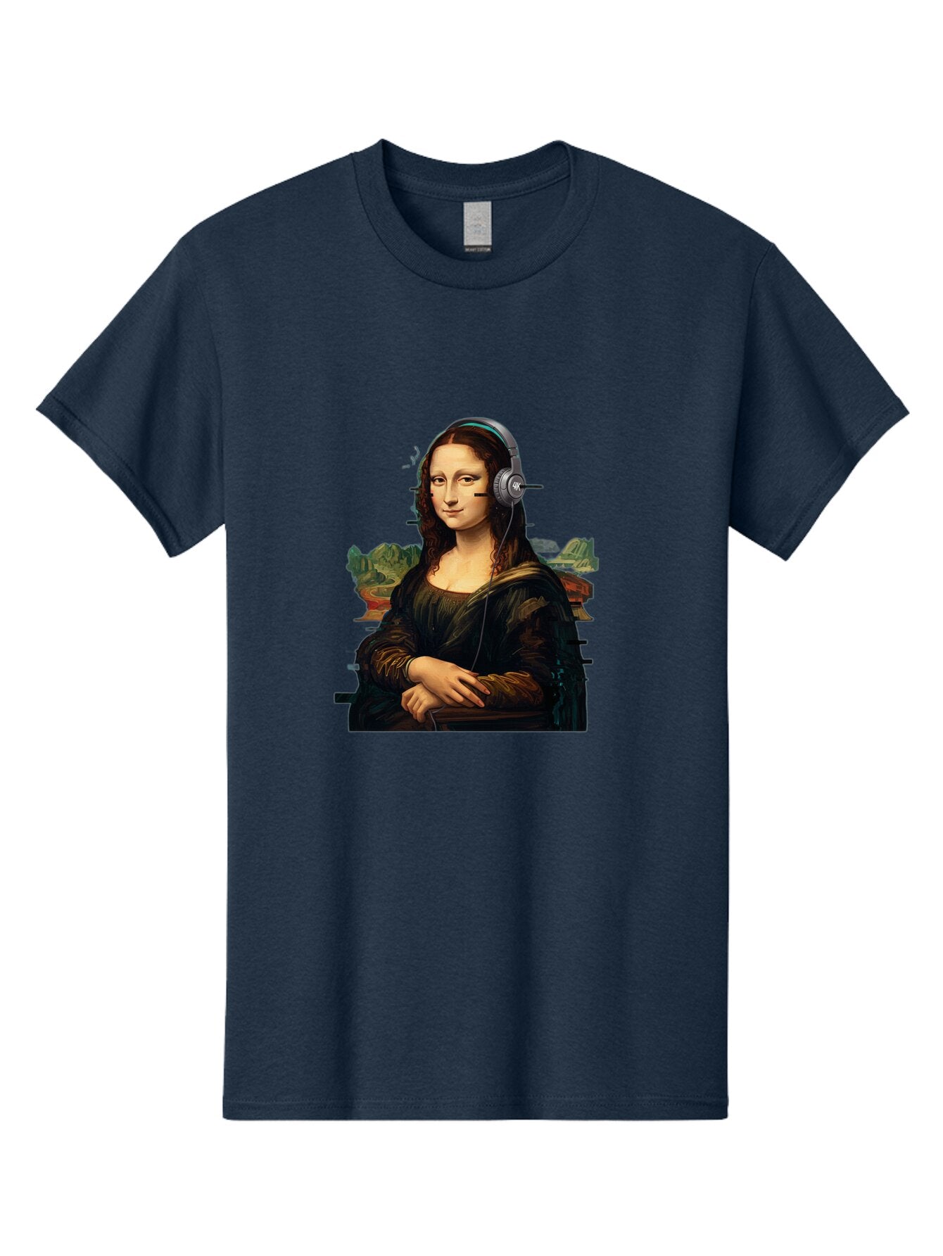 Mona-Lisa-Headphones-3 Men'S Graphic Tee, 100% Cotton, Comfortable Casual Summer Wear, Machine Washable, Vintage Camera, Old Camera, Antique Camera, Black Camera, Classic Photography, Photography Equipment, Nostalgic Device, Film Camera, Bam903 7