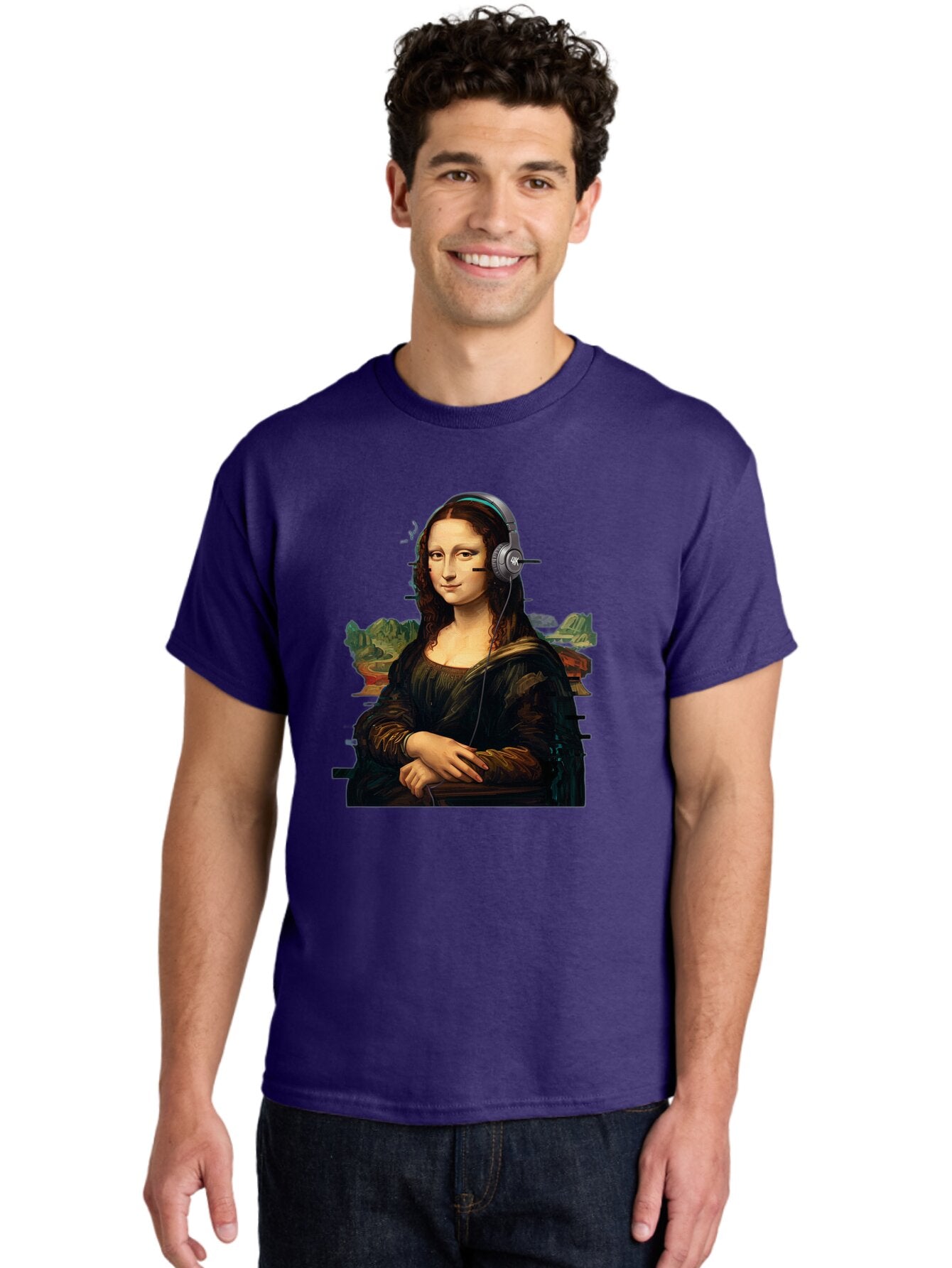 Mona-Lisa-Headphones-3 Men'S Graphic Tee, 100% Cotton, Comfortable Casual Summer Wear, Machine Washable, Vintage Camera, Old Camera, Antique Camera, Black Camera, Classic Photography, Photography Equipment, Nostalgic Device, Film Camera, Bam903 26