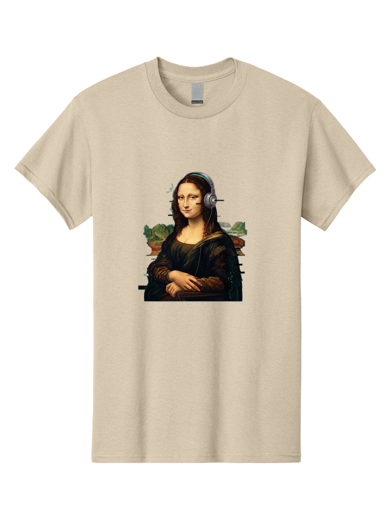Mona-Lisa-Headphones-3 Men'S Graphic Tee, 100% Cotton, Comfortable Casual Summer Wear, Machine Washable, Vintage Camera, Old Camera, Antique Camera, Black Camera, Classic Photography, Photography Equipment, Nostalgic Device, Film Camera, Bam903 6