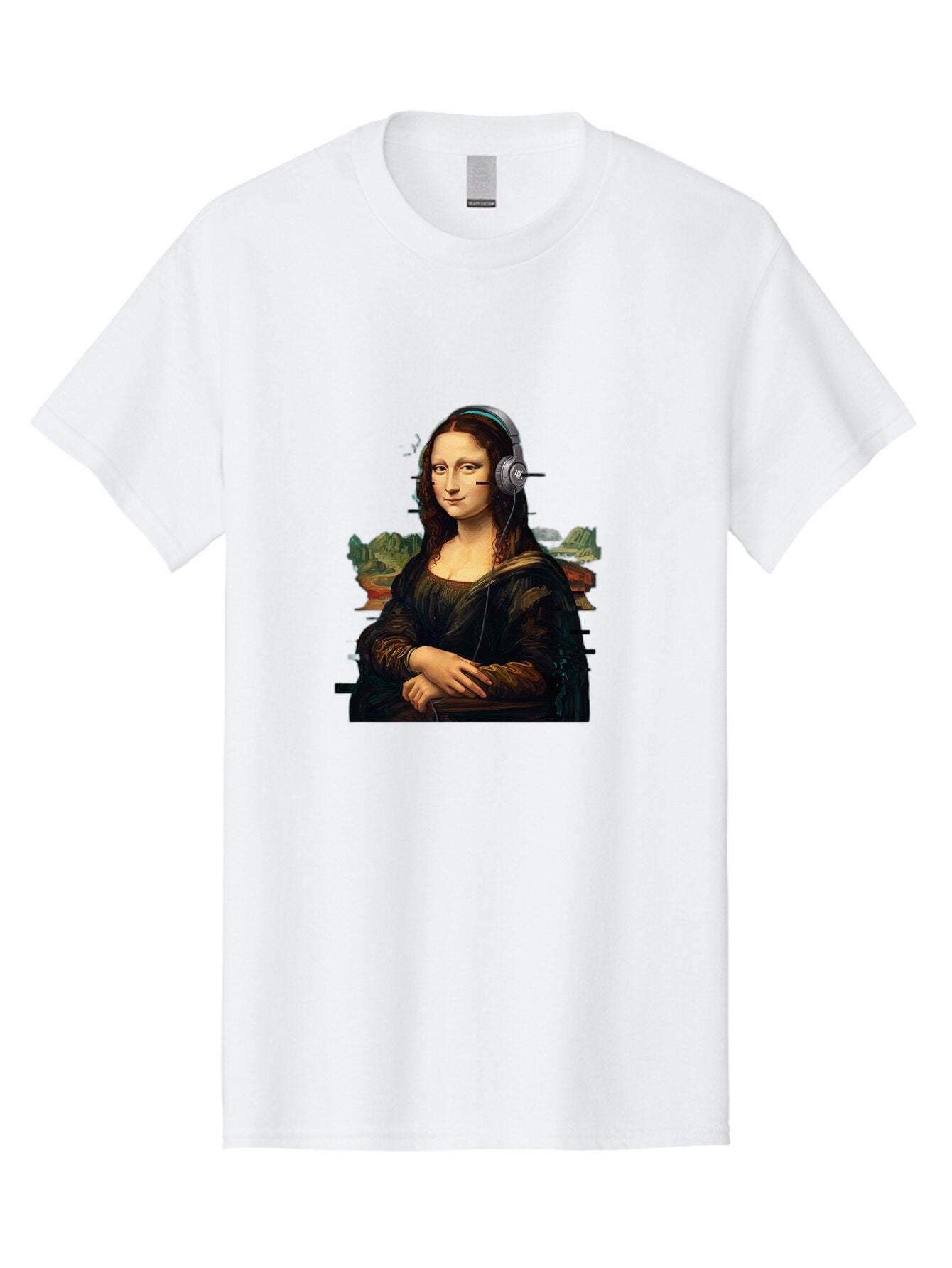 Mona-Lisa-Headphones-3 Men'S Graphic Tee, 100% Cotton, Comfortable Casual Summer Wear, Machine Washable, Vintage Camera, Old Camera, Antique Camera, Black Camera, Classic Photography, Photography Equipment, Nostalgic Device, Film Camera, Bam903 3