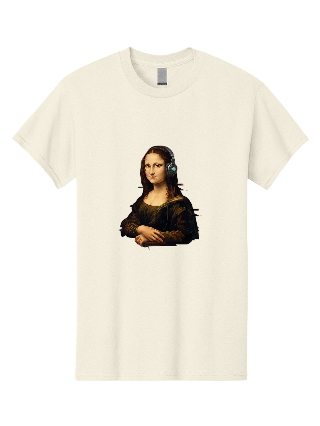 Mona-Lisa-Wearing-Headphones-1 Men'S Graphic Tee, 100% Cotton, Comfortable Casual Summer Wear, Machine Washable, Vintage Camera, Old Camera, Antique Camera, Black Camera, Classic Photography, Photography Equipment, Nostalgic Device, Bam905 6