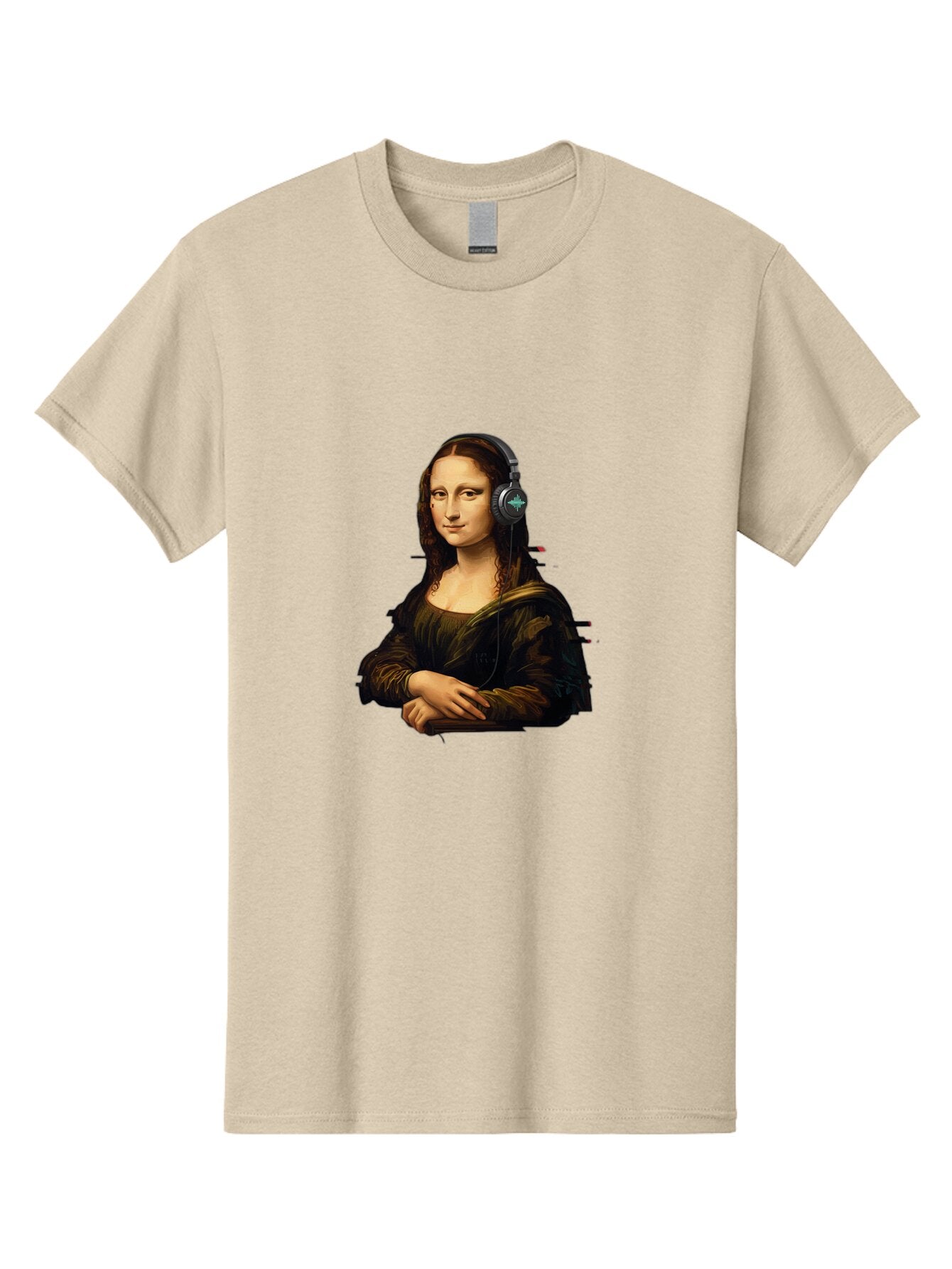 Mona-Lisa-Wearing-Headphones-1 Men'S Graphic Tee, 100% Cotton, Comfortable Casual Summer Wear, Machine Washable, Vintage Camera, Old Camera, Antique Camera, Black Camera, Classic Photography, Photography Equipment, Nostalgic Device, Bam905 12