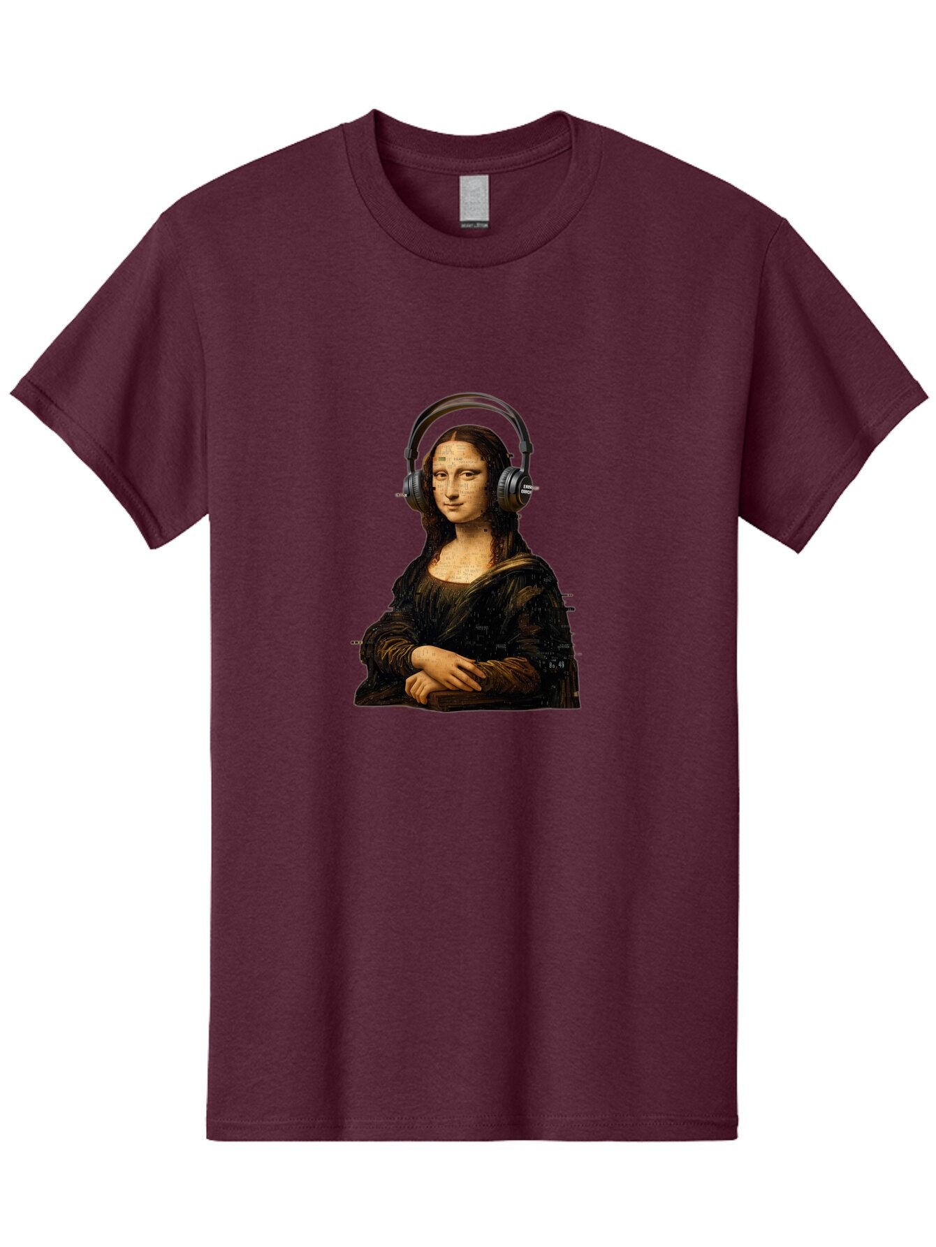Mona-Lisa-With-Headphones-1 Men'S Graphic Tee, 100% Cotton, Comfortable Casual Summer Wear, Machine Washable, Vintage Camera, Old Camera, Antique Camera, Black Camera, Classic Photography, Photography Equipment, Nostalgic Device, Film Camera, Bam907 4