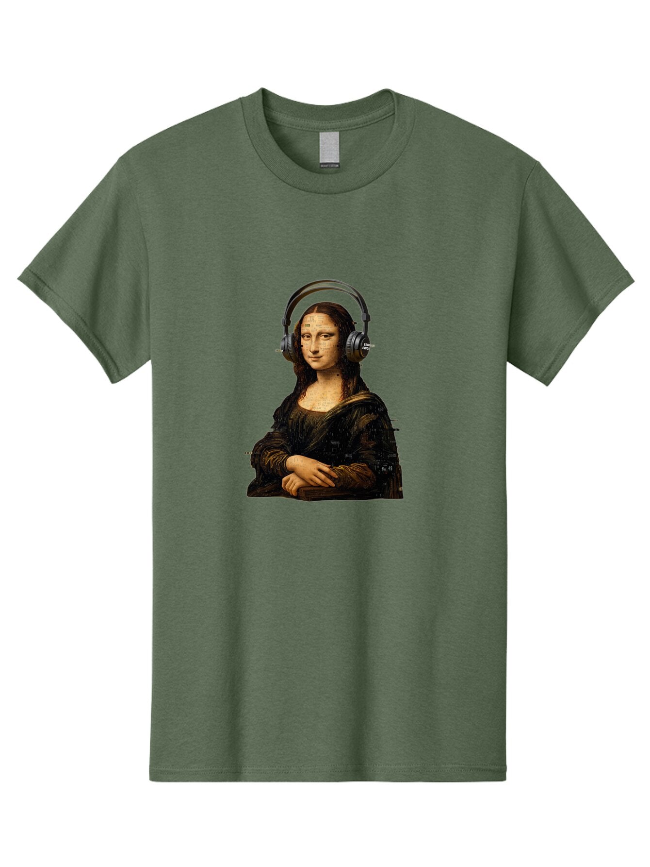 Mona-Lisa-With-Headphones-1 Men'S Graphic Tee, 100% Cotton, Comfortable Casual Summer Wear, Machine Washable, Vintage Camera, Old Camera, Antique Camera, Black Camera, Classic Photography, Photography Equipment, Nostalgic Device, Film Camera, Bam907 8