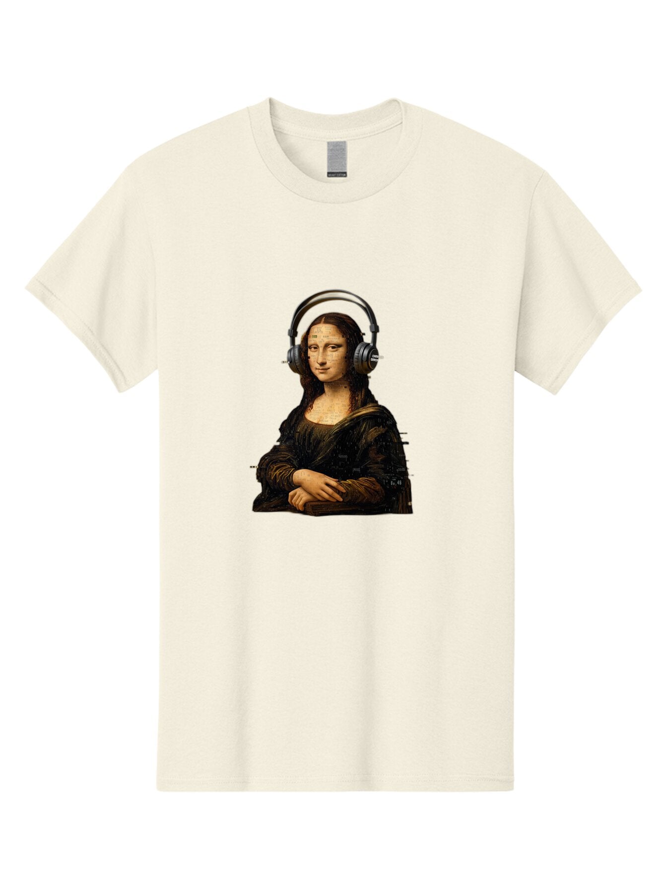 Mona-Lisa-With-Headphones-1 Men'S Graphic Tee, 100% Cotton, Comfortable Casual Summer Wear, Machine Washable, Vintage Camera, Old Camera, Antique Camera, Black Camera, Classic Photography, Photography Equipment, Nostalgic Device, Film Camera, Bam907 11