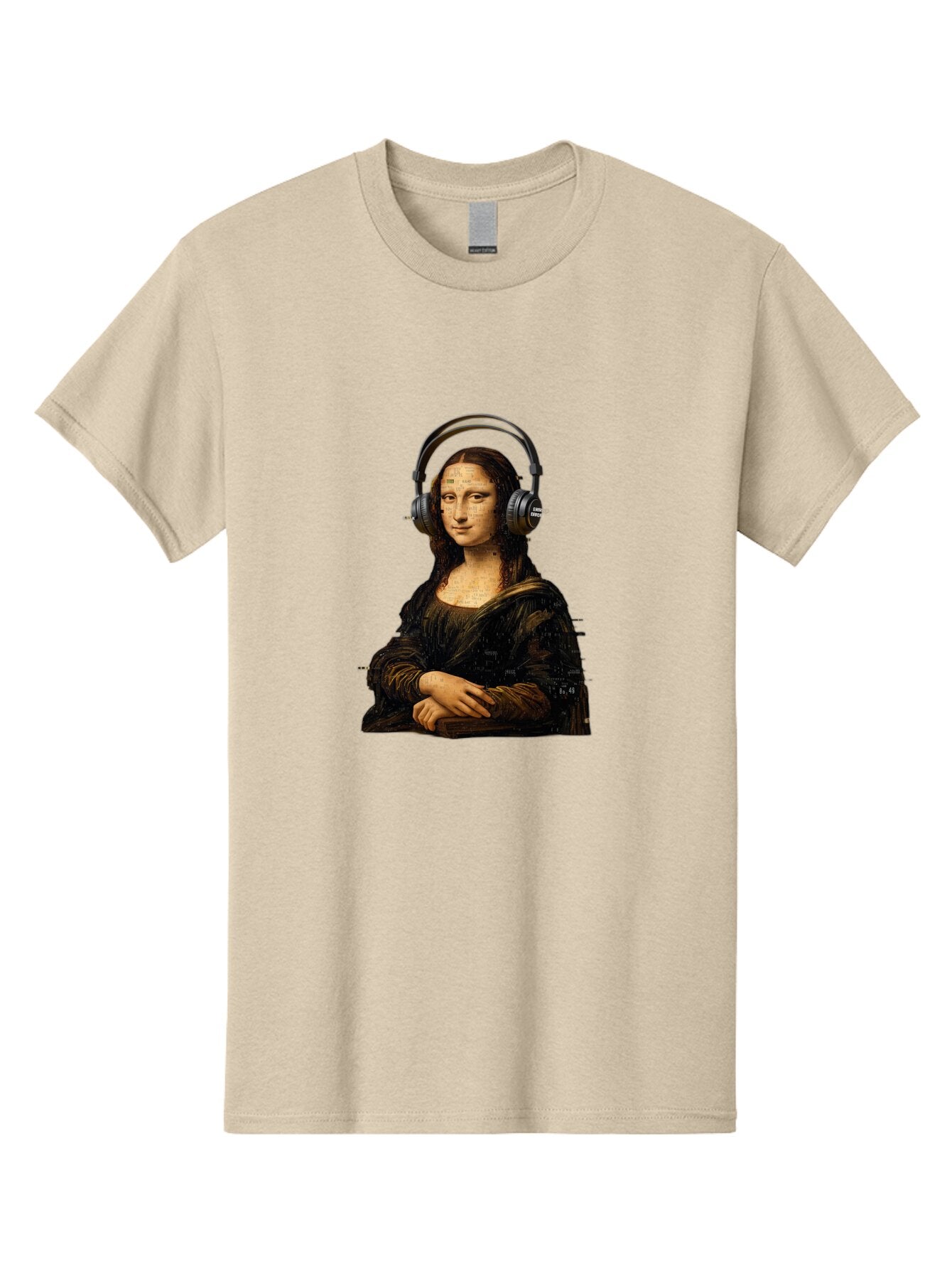 Mona-Lisa-With-Headphones-1 Men'S Graphic Tee, 100% Cotton, Comfortable Casual Summer Wear, Machine Washable, Vintage Camera, Old Camera, Antique Camera, Black Camera, Classic Photography, Photography Equipment, Nostalgic Device, Film Camera, Bam907 15