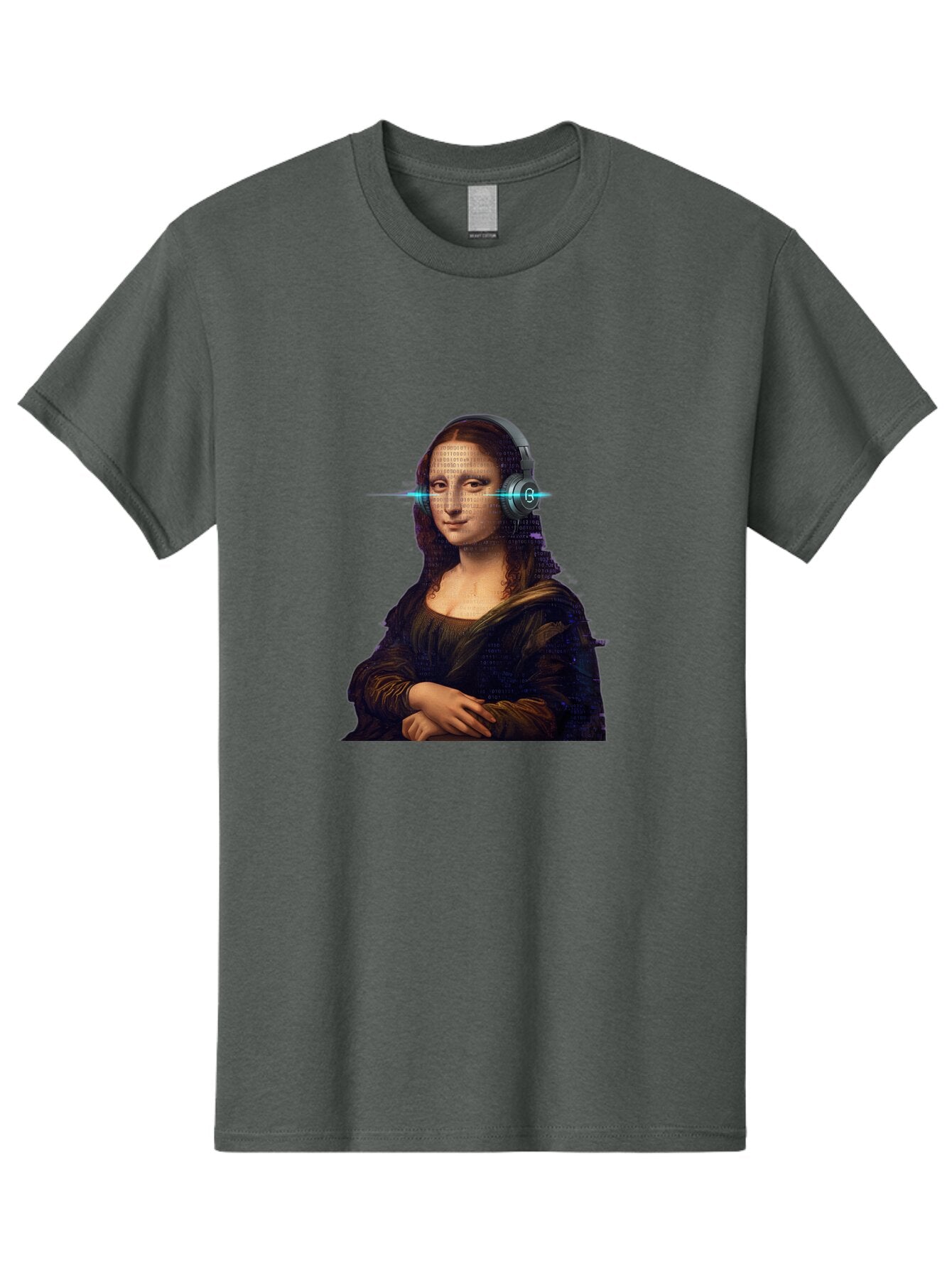 Mona-Lisa-With-Headphones-3 Men'S Graphic Tee, 100% Cotton, Comfortable Casual Summer Wear, Machine Washable, Vintage Camera, Old Camera, Antique Camera, Black Camera, Classic Photography, Photography Equipment, Nostalgic Device, Film Camera, Bam909 14