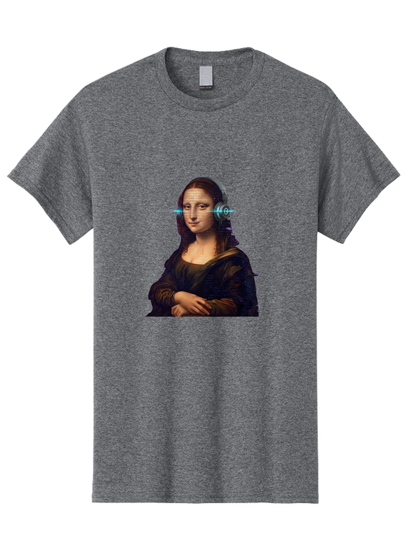 Mona-Lisa-With-Headphones-3 Men'S Graphic Tee, 100% Cotton, Comfortable Casual Summer Wear, Machine Washable, Vintage Camera, Old Camera, Antique Camera, Black Camera, Classic Photography, Photography Equipment, Nostalgic Device, Film Camera, Bam909 11