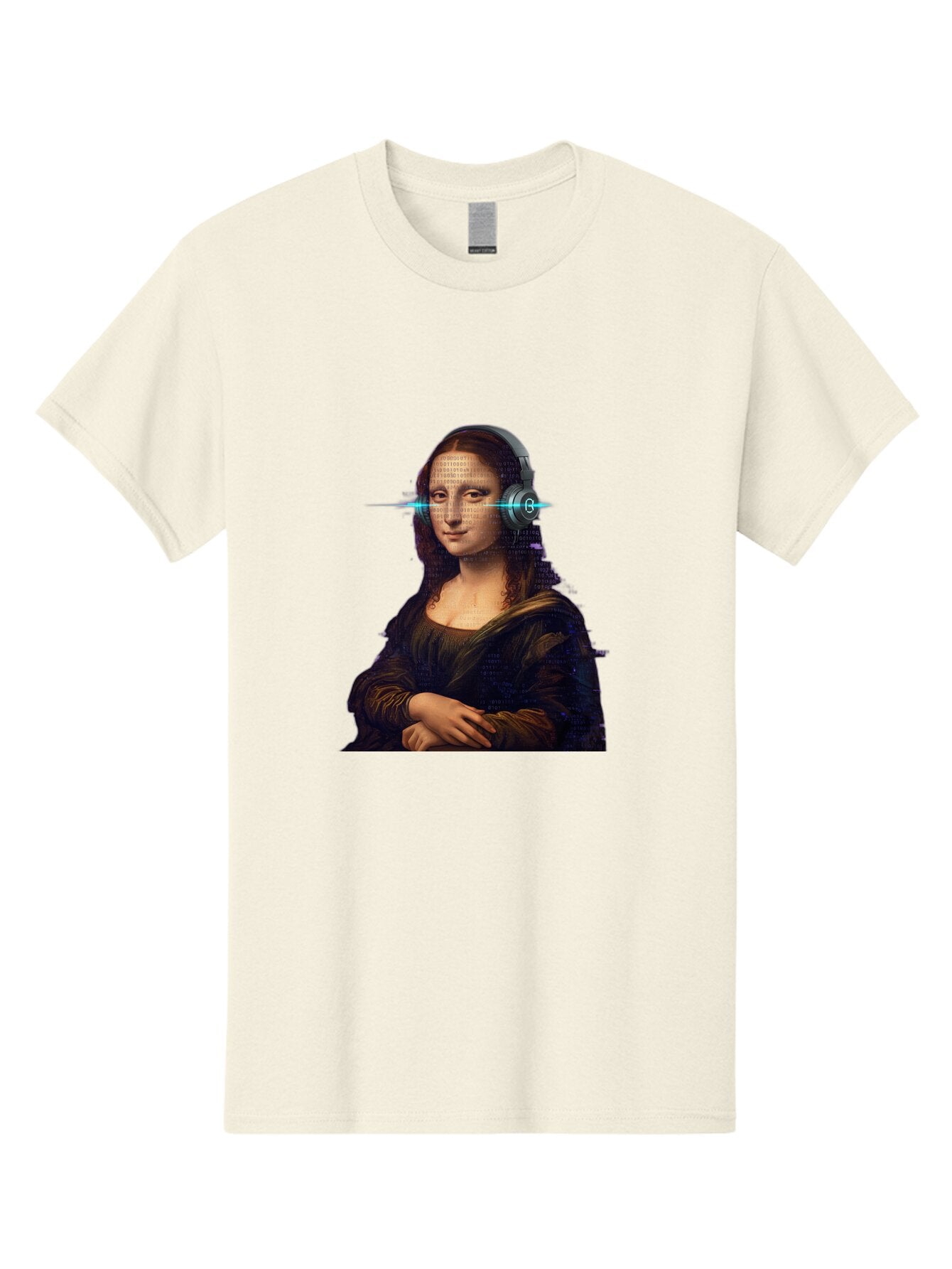 Mona-Lisa-With-Headphones-3 Men'S Graphic Tee, 100% Cotton, Comfortable Casual Summer Wear, Machine Washable, Vintage Camera, Old Camera, Antique Camera, Black Camera, Classic Photography, Photography Equipment, Nostalgic Device, Film Camera, Bam909 13