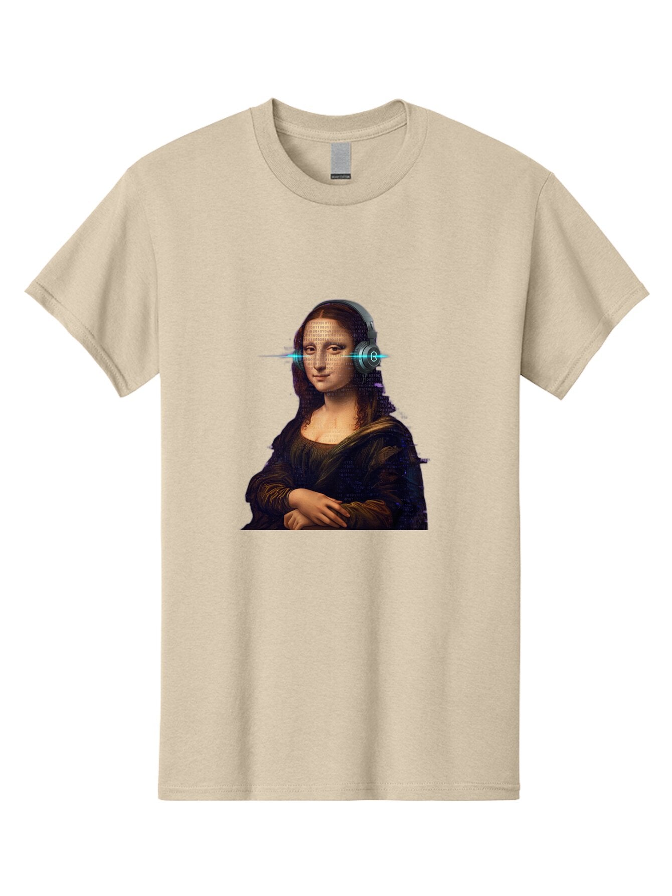 Mona-Lisa-With-Headphones-3 Men'S Graphic Tee, 100% Cotton, Comfortable Casual Summer Wear, Machine Washable, Vintage Camera, Old Camera, Antique Camera, Black Camera, Classic Photography, Photography Equipment, Nostalgic Device, Film Camera, Bam909 5