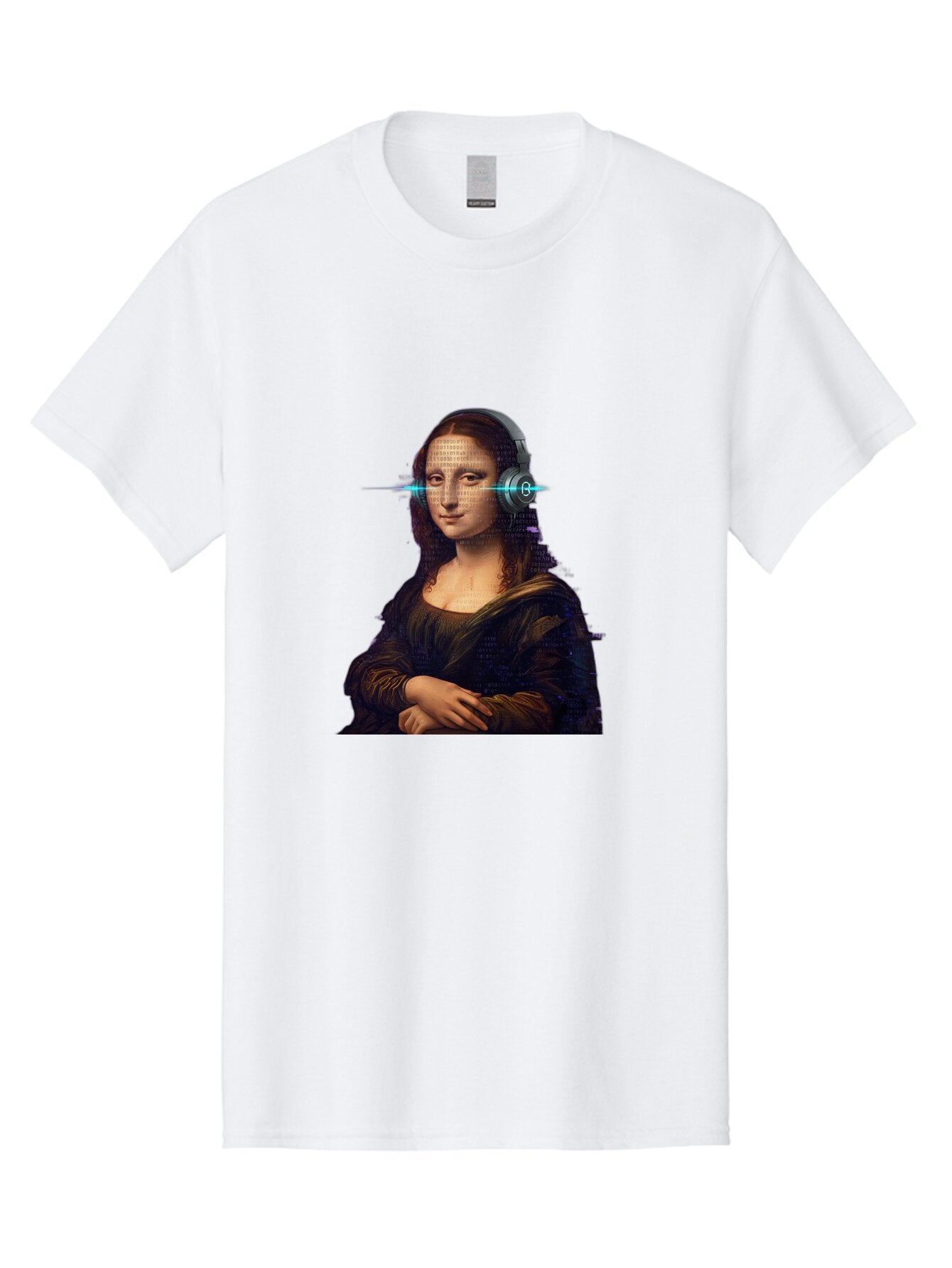 Mona-Lisa-With-Headphones-3 Men'S Graphic Tee, 100% Cotton, Comfortable Casual Summer Wear, Machine Washable, Vintage Camera, Old Camera, Antique Camera, Black Camera, Classic Photography, Photography Equipment, Nostalgic Device, Film Camera, Bam909 15