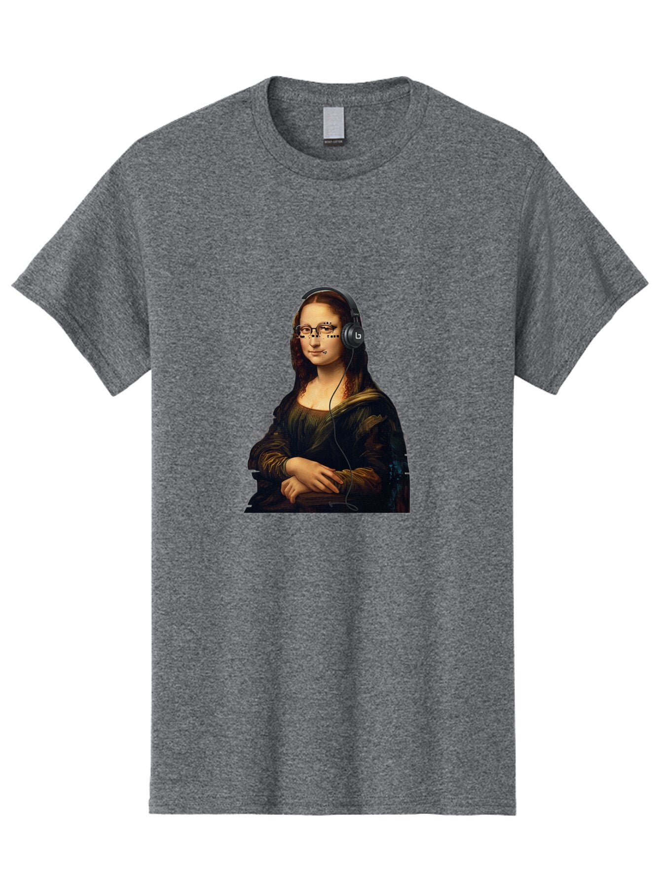 Mona-Lisa-With-Headphones-4 Men'S Graphic Tee, 100% Cotton, Comfortable Casual Summer Wear, Machine Washable, Vintage Camera, Old Camera, Antique Camera, Black Camera, Classic Photography, Photography Equipment, Nostalgic Device, Film Camera, Bam910 8