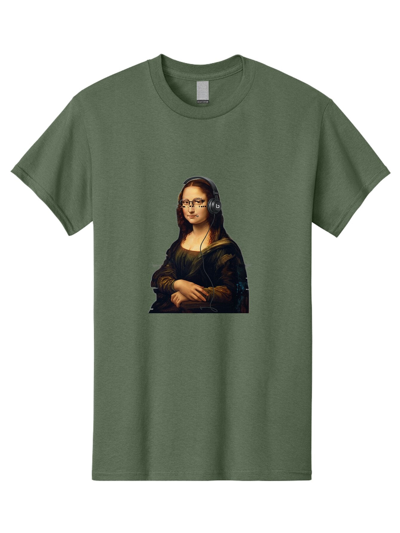 Mona-Lisa-With-Headphones-4 Men'S Graphic Tee, 100% Cotton, Comfortable Casual Summer Wear, Machine Washable, Vintage Camera, Old Camera, Antique Camera, Black Camera, Classic Photography, Photography Equipment, Nostalgic Device, Film Camera, Bam910 4