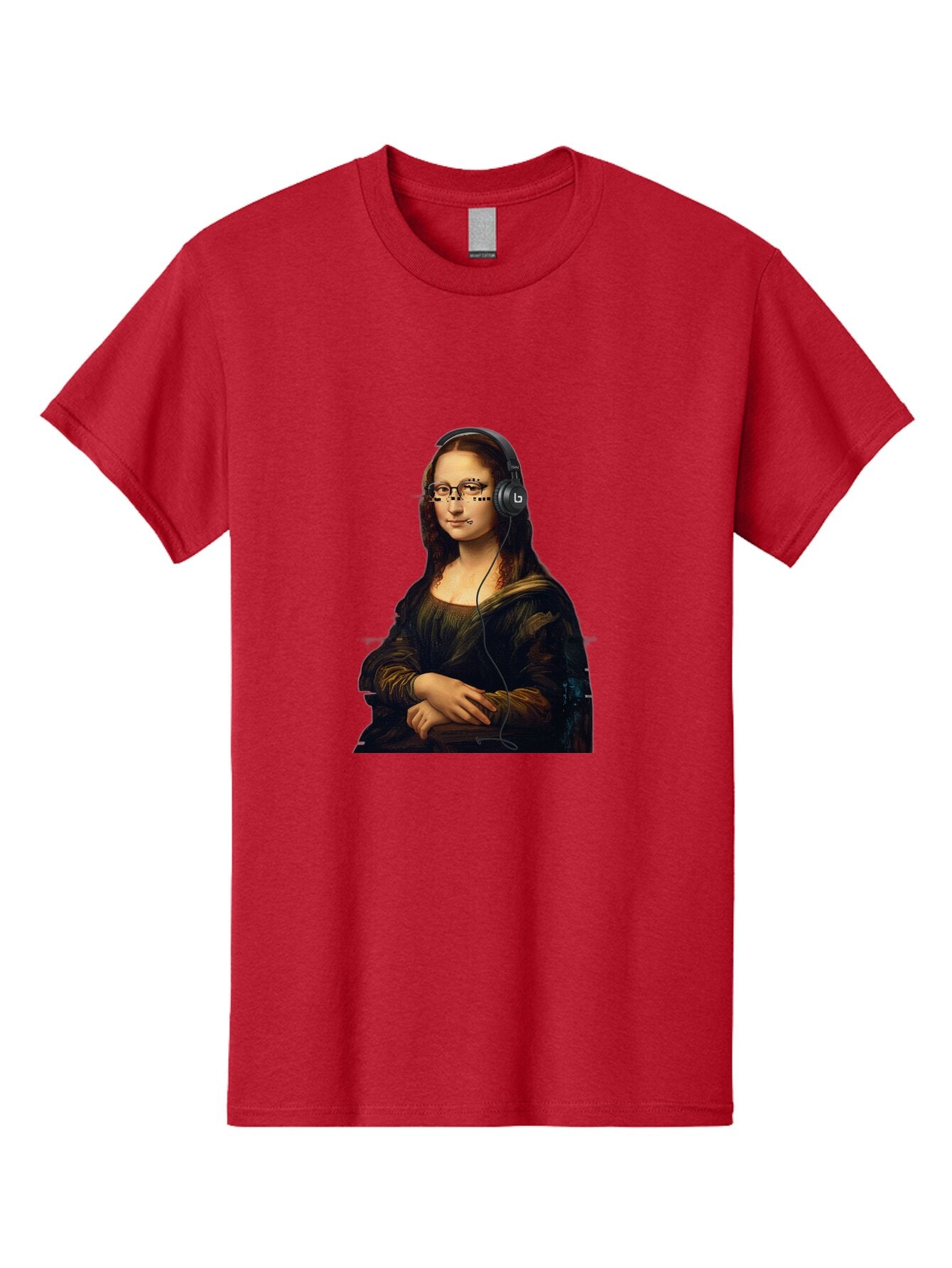 Mona-Lisa-With-Headphones-4 Men'S Graphic Tee, 100% Cotton, Comfortable Casual Summer Wear, Machine Washable, Vintage Camera, Old Camera, Antique Camera, Black Camera, Classic Photography, Photography Equipment, Nostalgic Device, Film Camera, Bam910 13