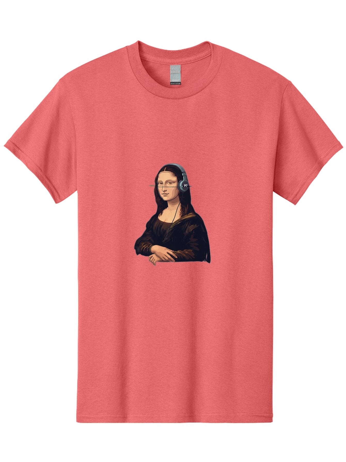 Mona-Lisa-With-Headphones-5 Men'S Graphic Tee, 100% Cotton, Comfortable Casual Summer Wear, Machine Washable, Vintage Camera, Old Camera, Antique Camera, Black Camera, Classic Photography, Photography Equipment, Nostalgic Device, Film Camera, Bam911 6