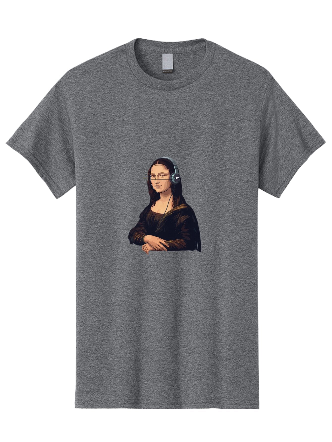 Mona-Lisa-With-Headphones-5 Men'S Graphic Tee, 100% Cotton, Comfortable Casual Summer Wear, Machine Washable, Vintage Camera, Old Camera, Antique Camera, Black Camera, Classic Photography, Photography Equipment, Nostalgic Device, Film Camera, Bam911 7