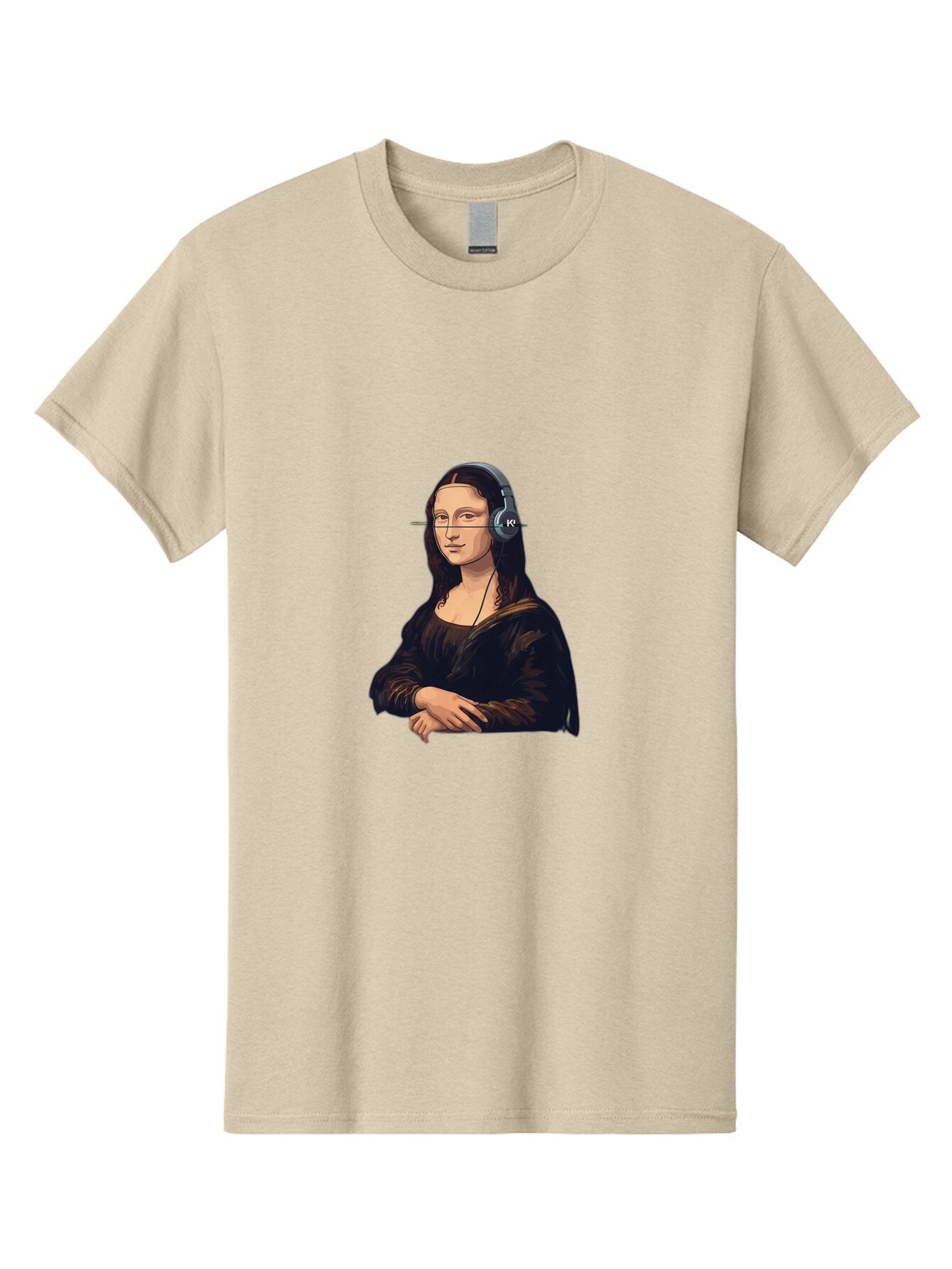 Mona-Lisa-With-Headphones-5 Men'S Graphic Tee, 100% Cotton, Comfortable Casual Summer Wear, Machine Washable, Vintage Camera, Old Camera, Antique Camera, Black Camera, Classic Photography, Photography Equipment, Nostalgic Device, Film Camera, Bam911 5