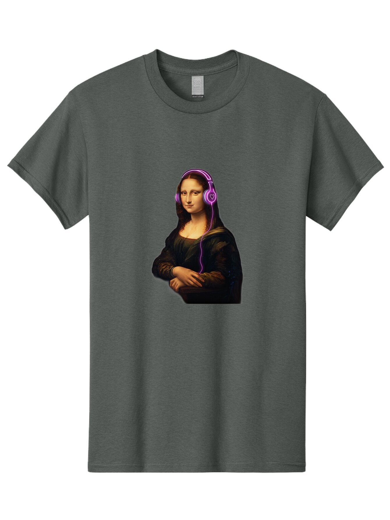 Mona-Lisa-With-Headphones Men'S Graphic Tee, 100% Cotton, Comfortable Casual Summer Wear, Machine Washable, Vintage Camera, Old Camera, Antique Camera, Black Camera, Classic Photography, Photography Equipment, Nostalgic Device, Film Camera, Bam912 13