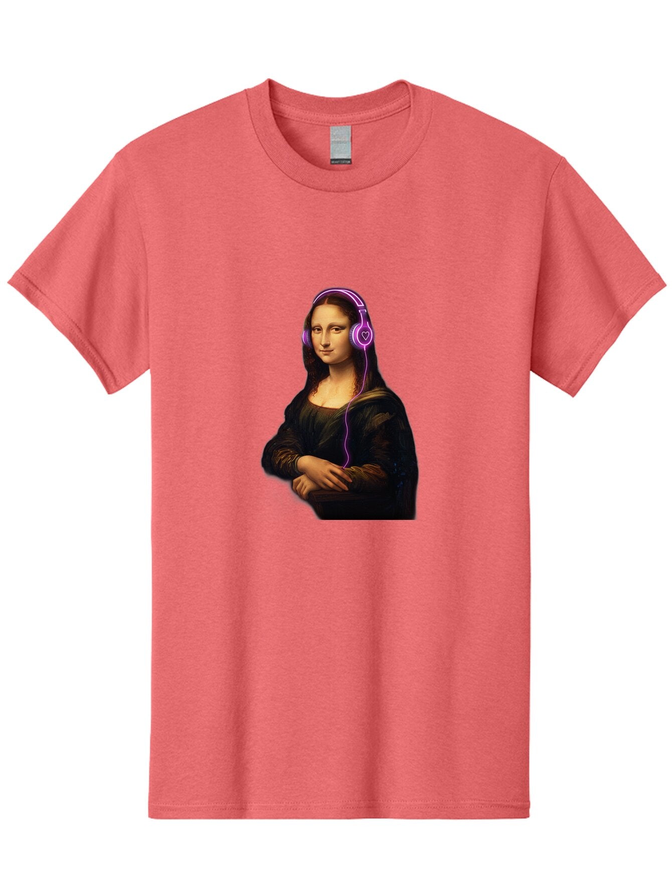Mona-Lisa-With-Headphones Men'S Graphic Tee, 100% Cotton, Comfortable Casual Summer Wear, Machine Washable, Vintage Camera, Old Camera, Antique Camera, Black Camera, Classic Photography, Photography Equipment, Nostalgic Device, Film Camera, Bam912 4