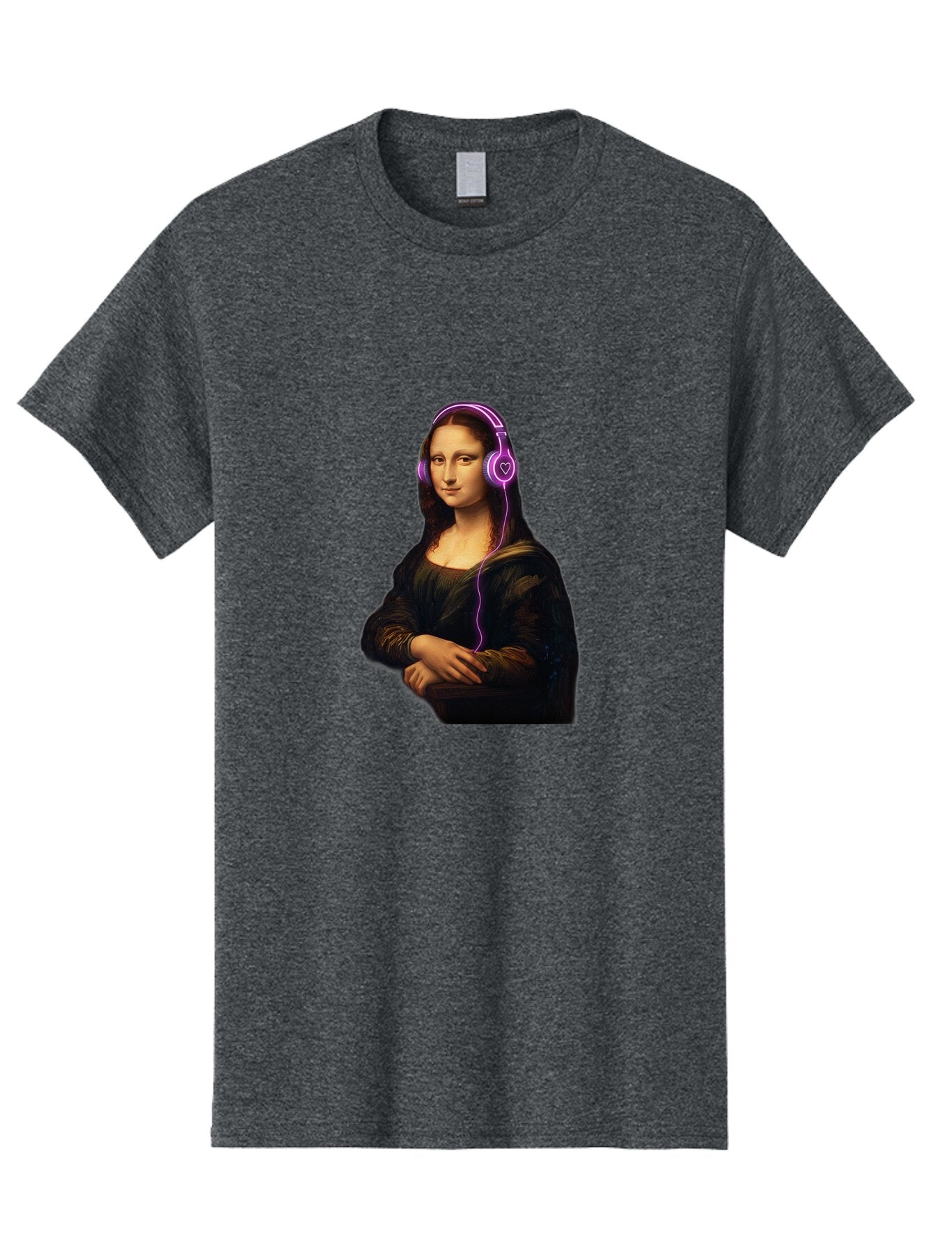 Mona-Lisa-With-Headphones Men'S Graphic Tee, 100% Cotton, Comfortable Casual Summer Wear, Machine Washable, Vintage Camera, Old Camera, Antique Camera, Black Camera, Classic Photography, Photography Equipment, Nostalgic Device, Film Camera, Bam912