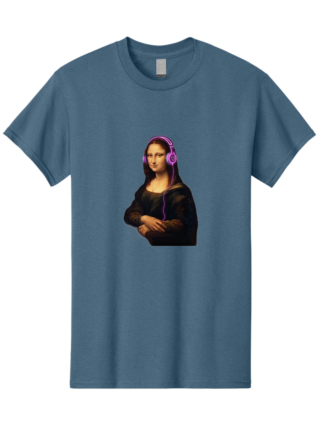 Mona-Lisa-With-Headphones Men'S Graphic Tee, 100% Cotton, Comfortable Casual Summer Wear, Machine Washable, Vintage Camera, Old Camera, Antique Camera, Black Camera, Classic Photography, Photography Equipment, Nostalgic Device, Film Camera, Bam912 9