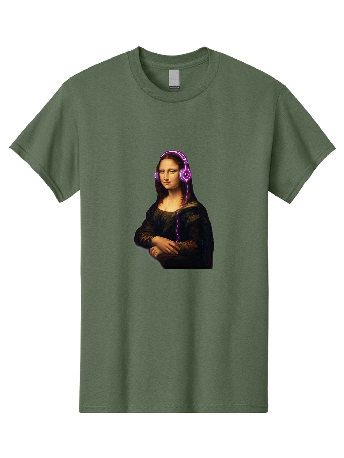 Mona-Lisa-With-Headphones Men'S Graphic Tee, 100% Cotton, Comfortable Casual Summer Wear, Machine Washable, Vintage Camera, Old Camera, Antique Camera, Black Camera, Classic Photography, Photography Equipment, Nostalgic Device, Film Camera, Bam912 8