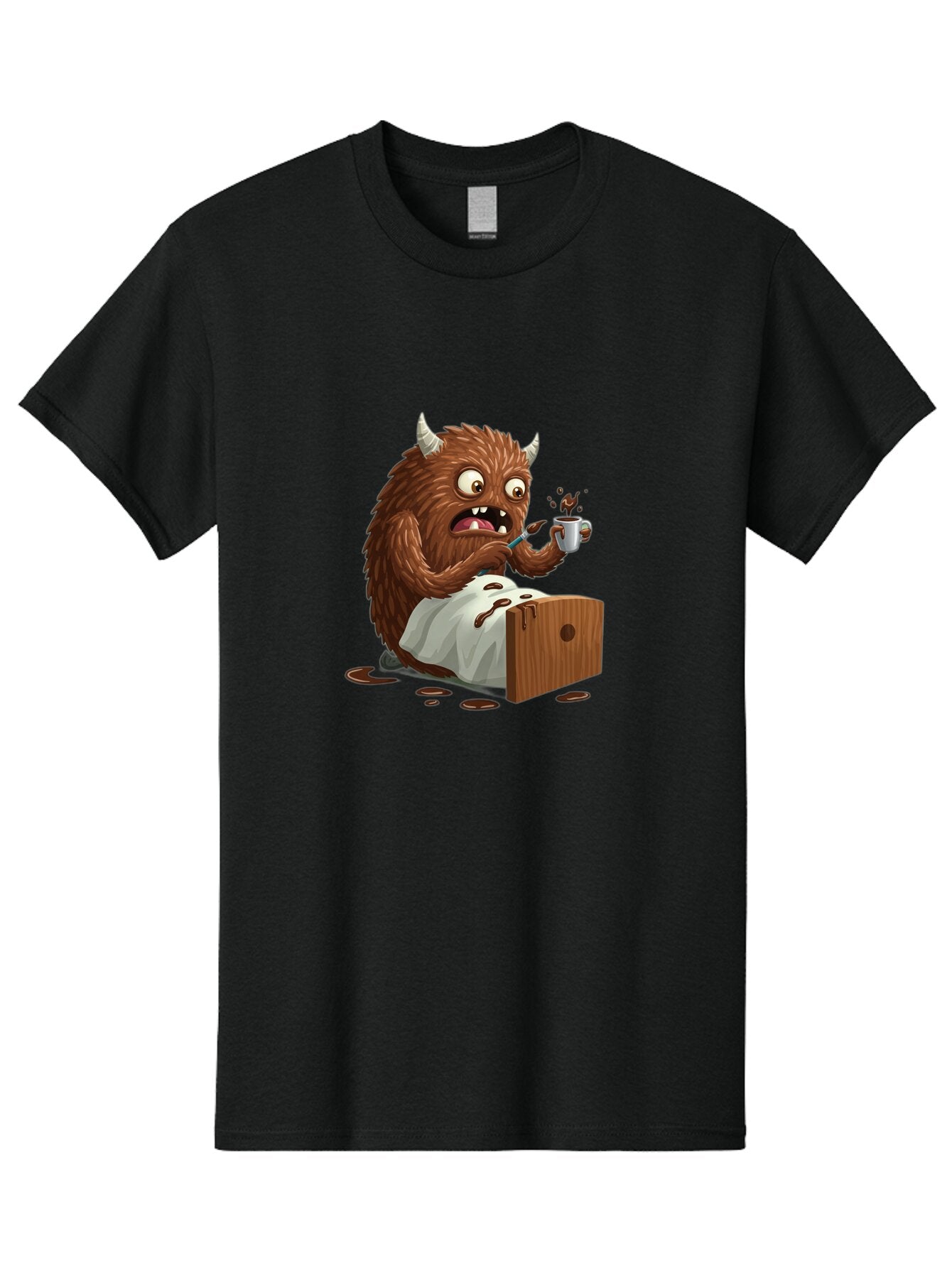 Monster-Drinking-Coffee Men'S Graphic Tee, 100% Cotton, Comfortable Casual Summer Wear, Machine Washable, Vintage Camera, Old Camera, Antique Camera, Black Camera, Classic Photography, Photography Equipment, Nostalgic Device, Film Camera, Bam915 3