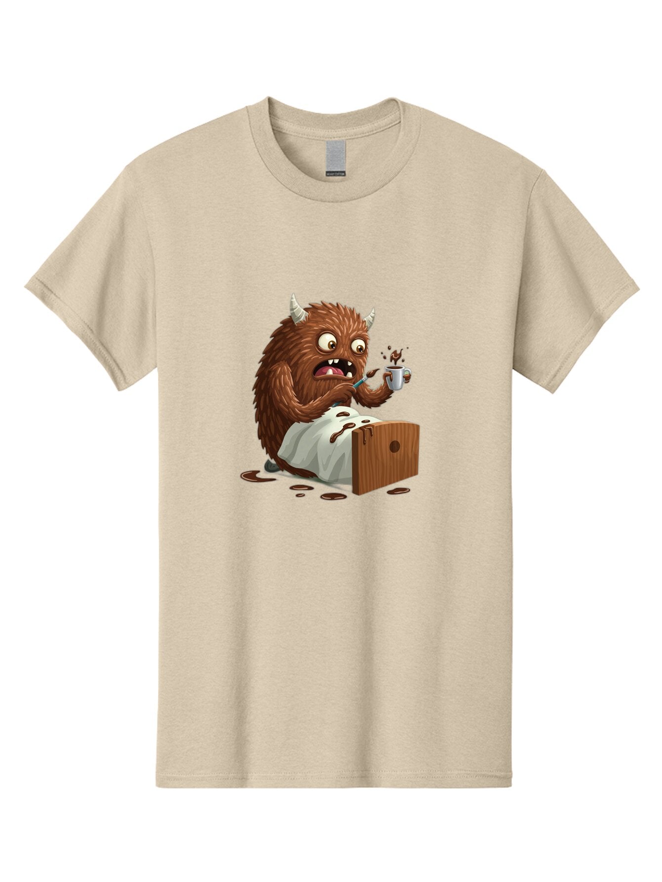 Monster-Drinking-Coffee Men'S Graphic Tee, 100% Cotton, Comfortable Casual Summer Wear, Machine Washable, Vintage Camera, Old Camera, Antique Camera, Black Camera, Classic Photography, Photography Equipment, Nostalgic Device, Film Camera, Bam915 5