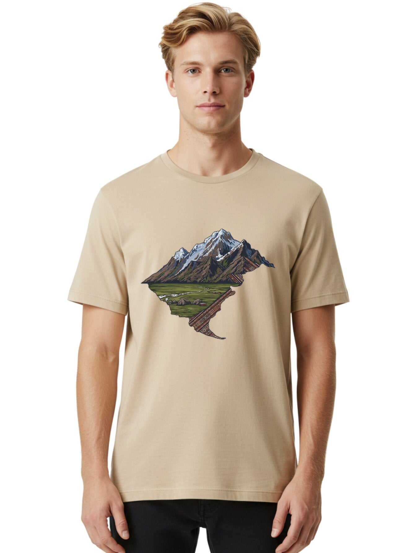 Mountain-Landscape-1 Men'S Graphic Tee, 100% Cotton, Comfortable Casual Summer Wear, Machine Washable, Vintage Camera, Old Camera, Antique Camera, Black Camera, Classic Photography, Photography Equipment, Nostalgic Device, Film Camera, Bam933 22