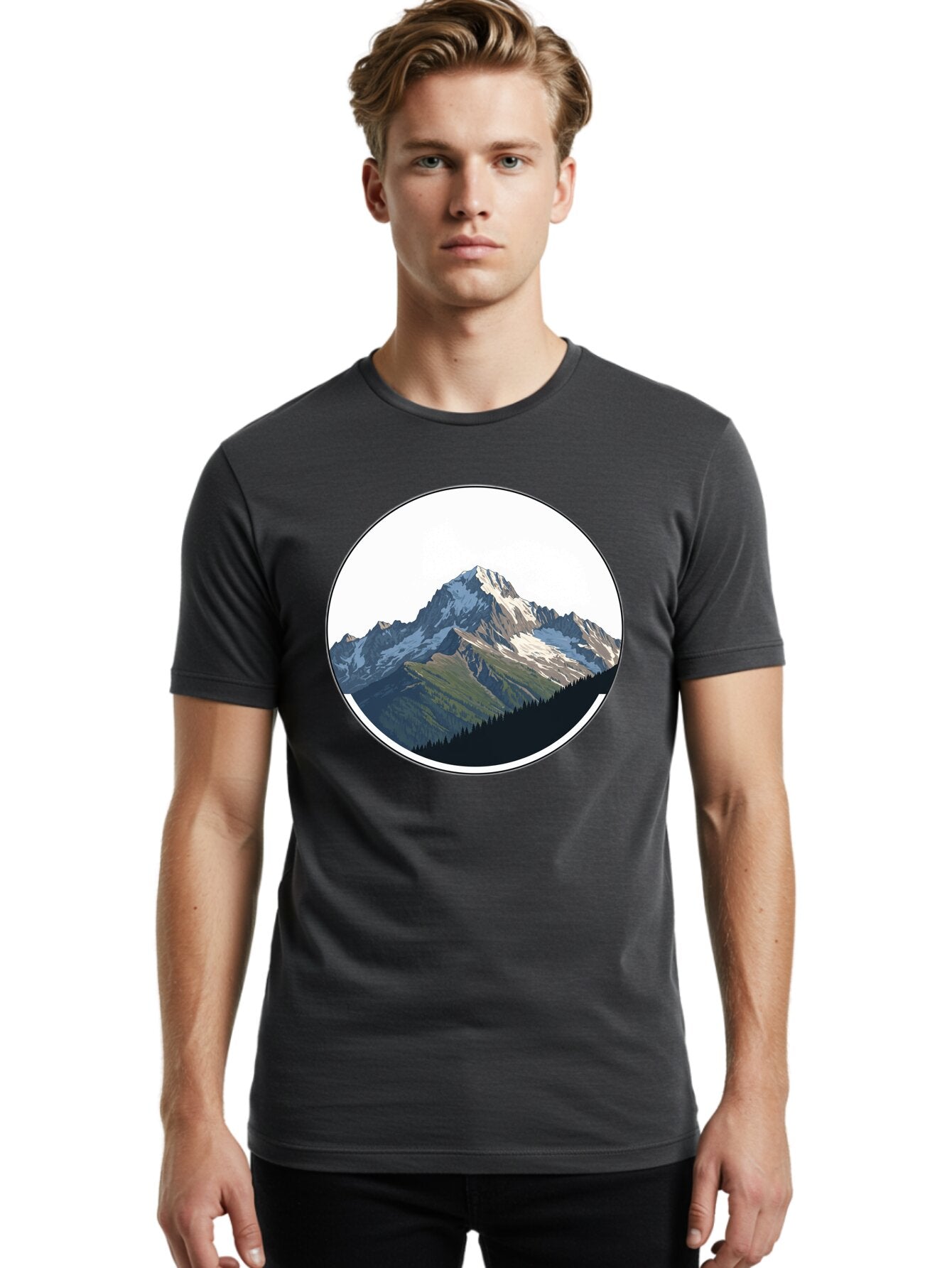 Mountain-Landscape-2 Men'S Graphic Tee, 100% Cotton, Comfortable Casual Summer Wear, Machine Washable, Vintage Camera, Old Camera, Antique Camera, Black Camera, Classic Photography, Photography Equipment, Nostalgic Device, Film Camera, Bam934 16