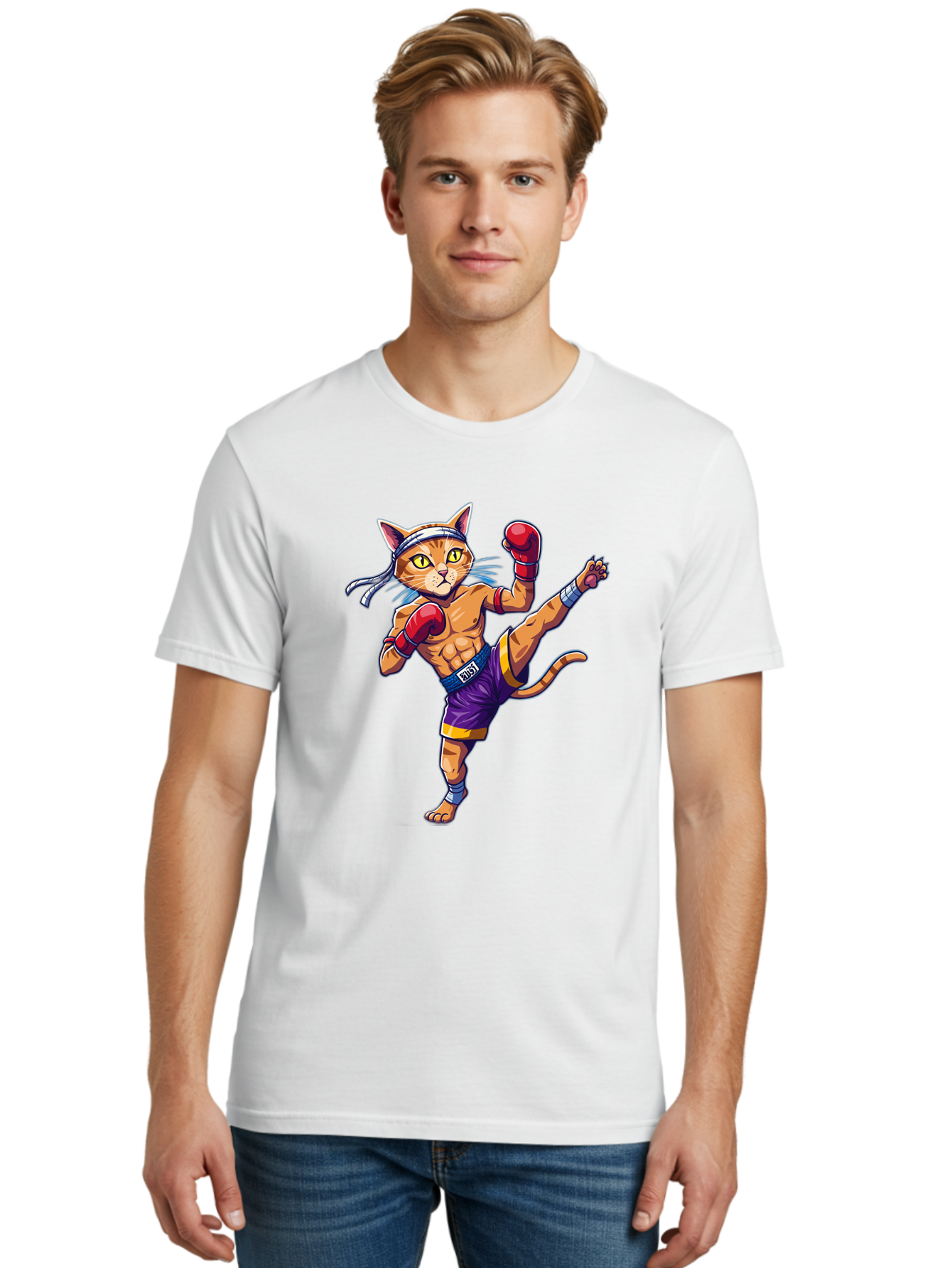 Muay-Thai-Cat-4 Men'S Graphic Tee, 100% Cotton, Comfortable Casual Summer Wear, Machine Washable, Vintage Camera, Old Camera, Antique Camera, Black Camera, Classic Photography, Photography Equipment, Nostalgic Device, Film Camera, Camera Art Bam944 30