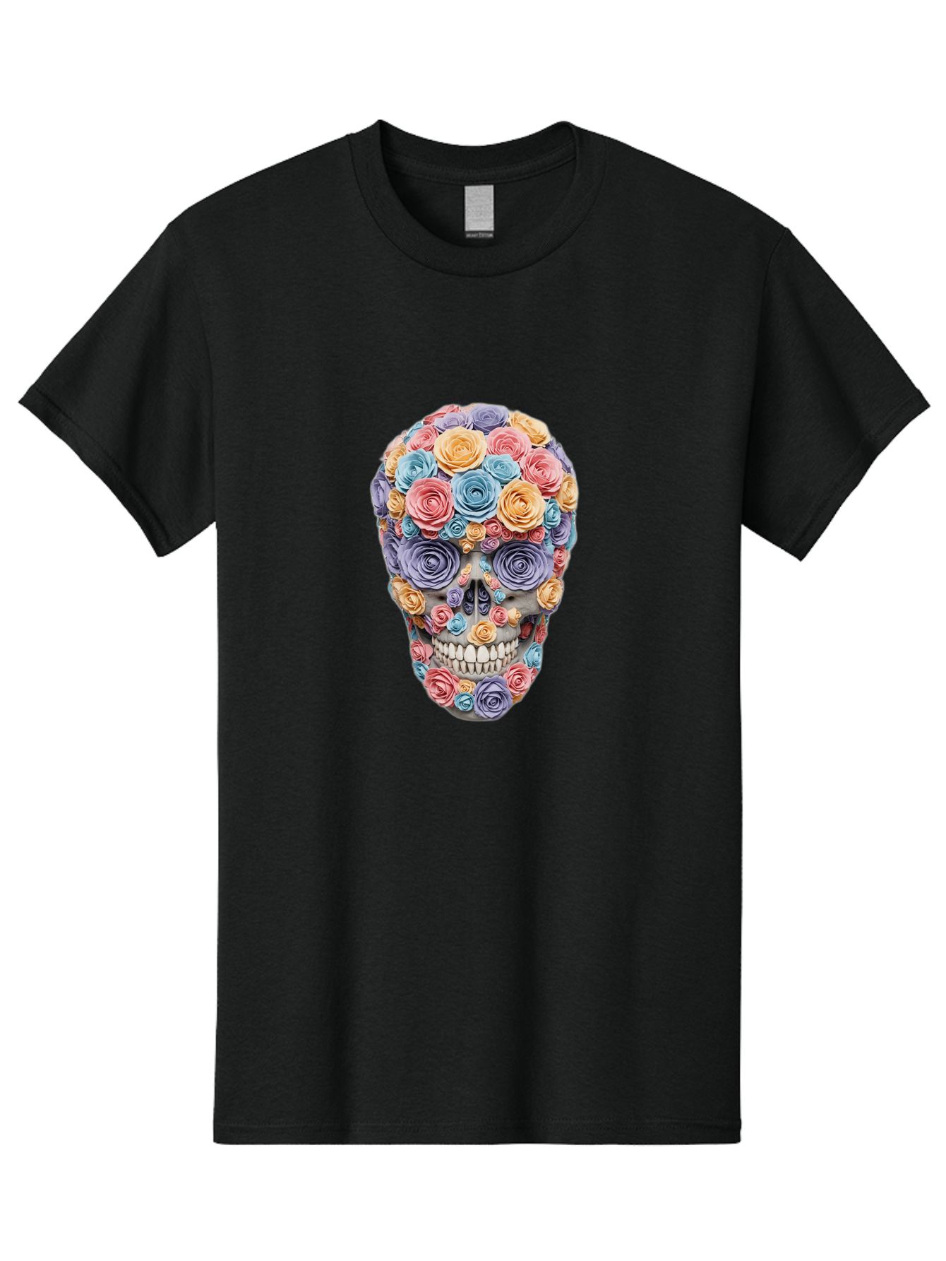 Multicolor-Floral-Skull-1 Men'S Graphic Tee, 100% Cotton, Comfortable Casual Summer Wear, Machine Washable, Vintage Camera, Old Camera, Antique Camera, Black Camera, Classic Photography, Photography Equipment, Nostalgic Device, Film Camera, Bam957