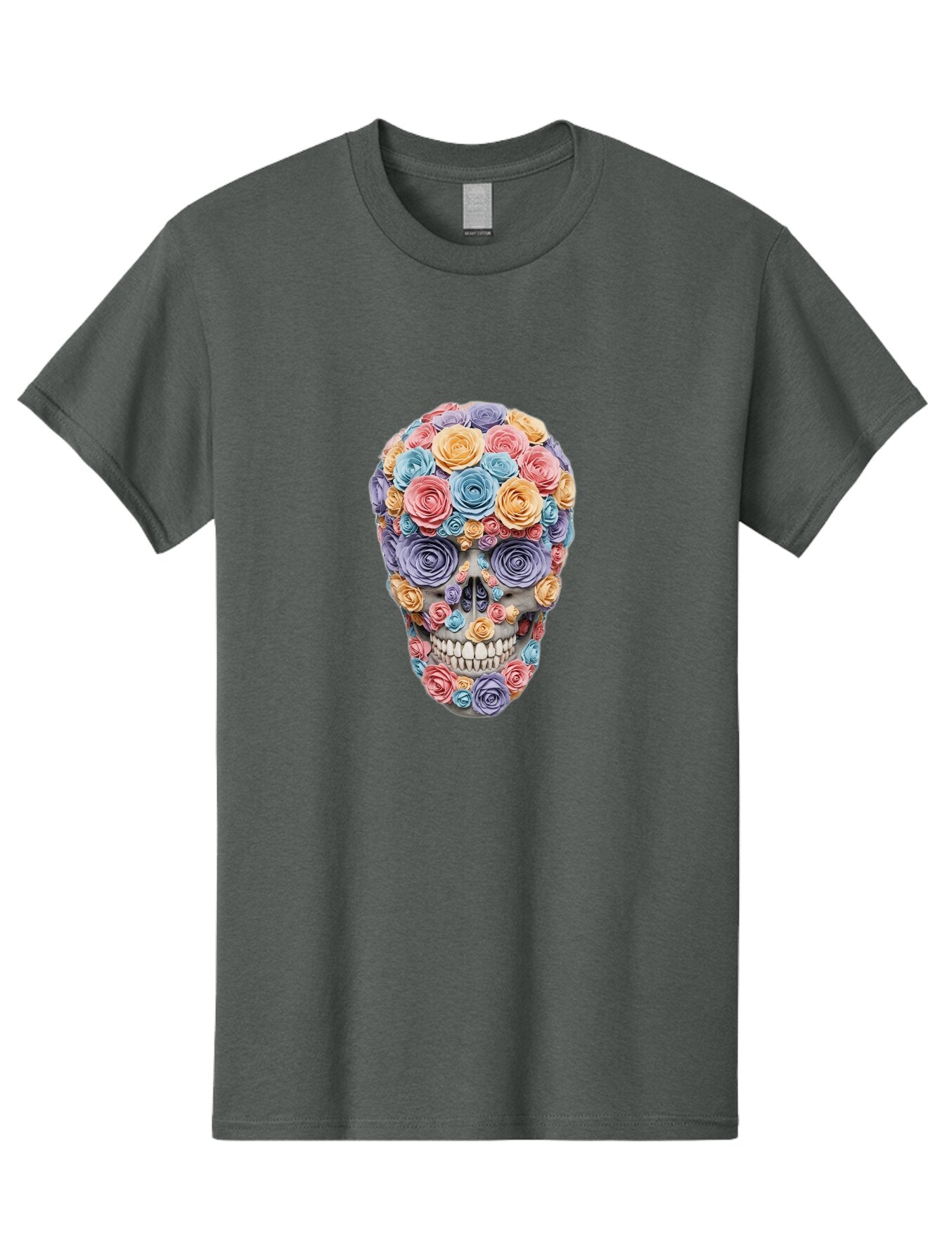 Multicolor-Floral-Skull-1 Men'S Graphic Tee, 100% Cotton, Comfortable Casual Summer Wear, Machine Washable, Vintage Camera, Old Camera, Antique Camera, Black Camera, Classic Photography, Photography Equipment, Nostalgic Device, Film Camera, Bam957 7