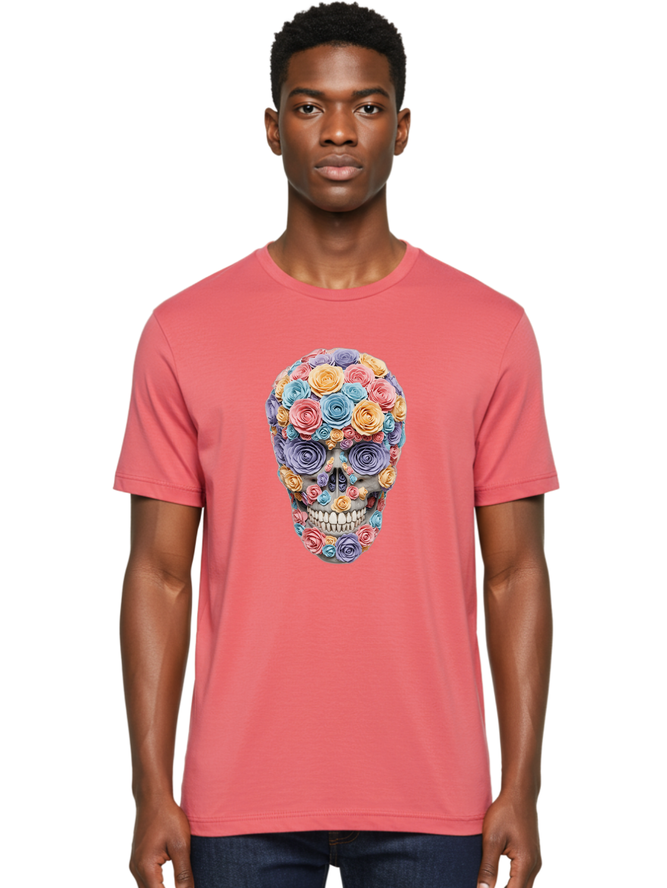 Multicolor-Floral-Skull-1 Men'S Graphic Tee, 100% Cotton, Comfortable Casual Summer Wear, Machine Washable, Vintage Camera, Old Camera, Antique Camera, Black Camera, Classic Photography, Photography Equipment, Nostalgic Device, Film Camera, Bam957 16