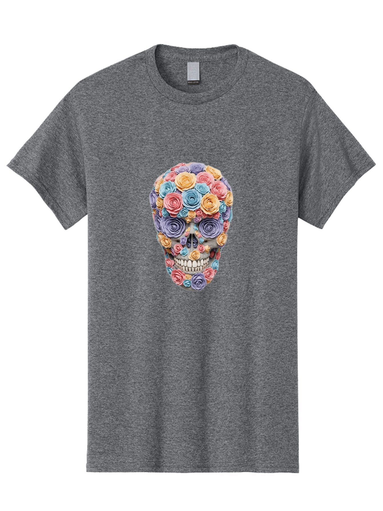 Multicolor-Floral-Skull-1 Men'S Graphic Tee, 100% Cotton, Comfortable Casual Summer Wear, Machine Washable, Vintage Camera, Old Camera, Antique Camera, Black Camera, Classic Photography, Photography Equipment, Nostalgic Device, Film Camera, Bam957 12