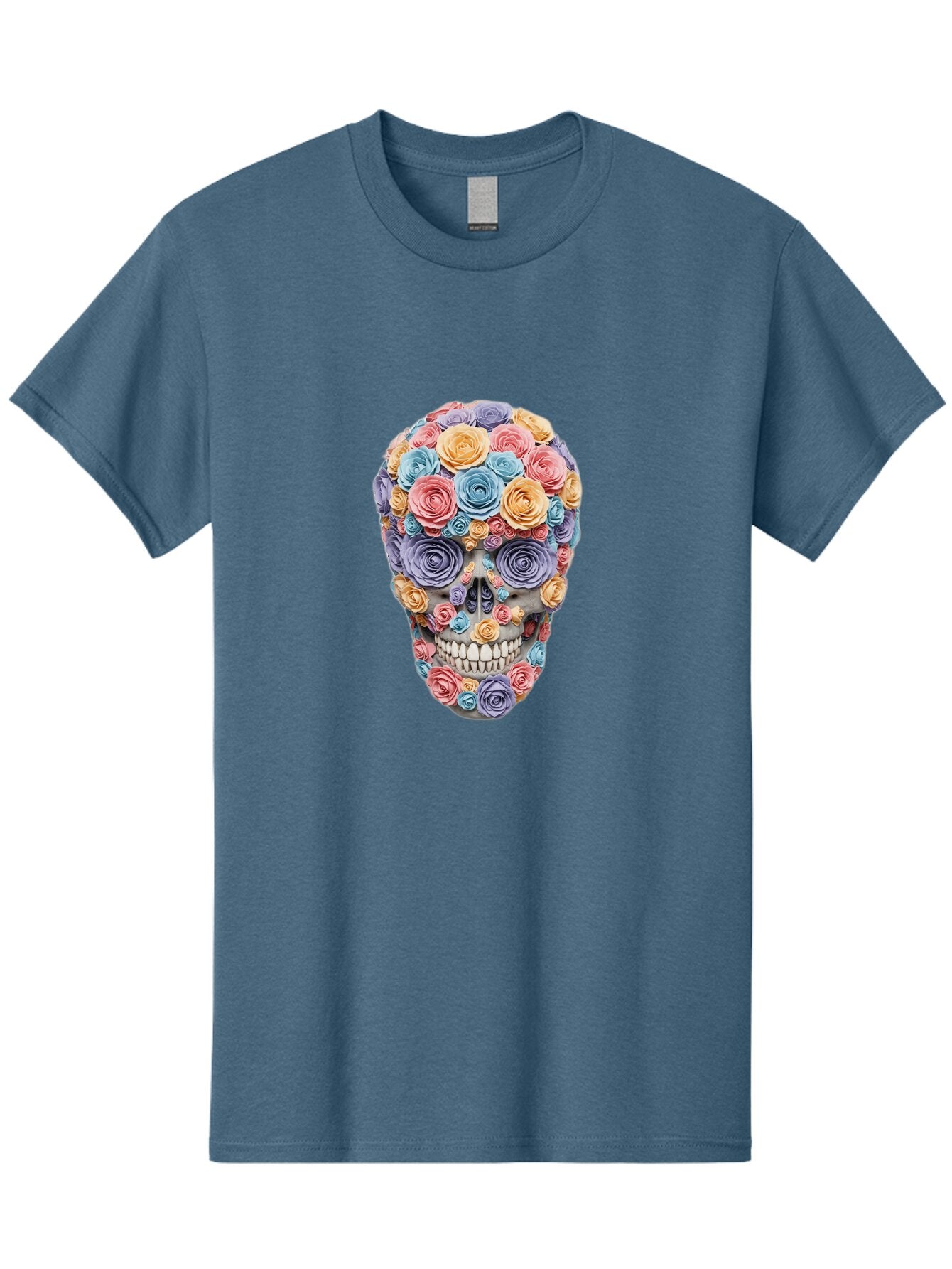 Multicolor-Floral-Skull-1 Men'S Graphic Tee, 100% Cotton, Comfortable Casual Summer Wear, Machine Washable, Vintage Camera, Old Camera, Antique Camera, Black Camera, Classic Photography, Photography Equipment, Nostalgic Device, Film Camera, Bam957 5