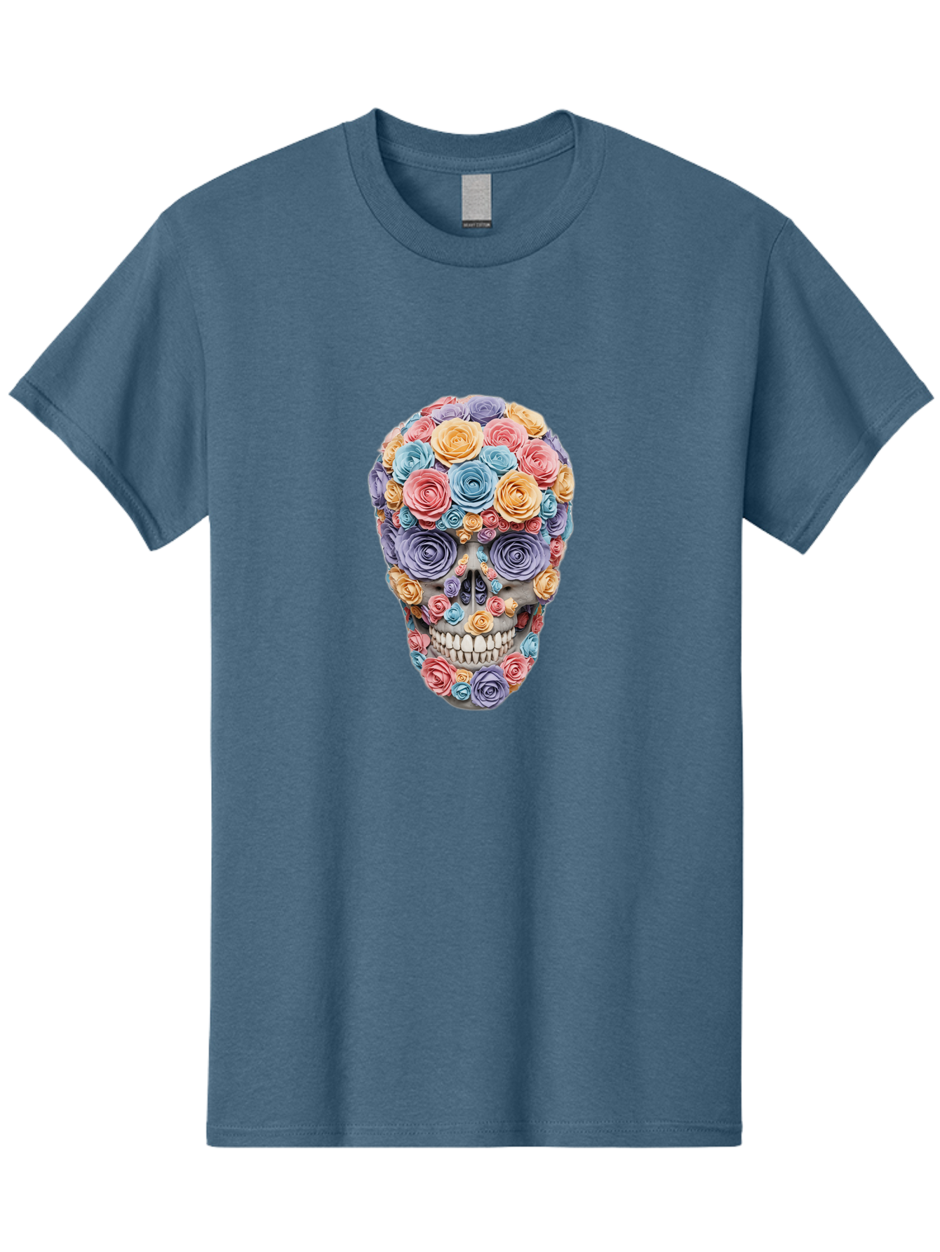 Multicolor-Floral-Skull-1 Men'S Graphic Tee, 100% Cotton, Comfortable Casual Summer Wear, Machine Washable, Vintage Camera, Old Camera, Antique Camera, Black Camera, Classic Photography, Photography Equipment, Nostalgic Device, Film Camera, Bam957 8
