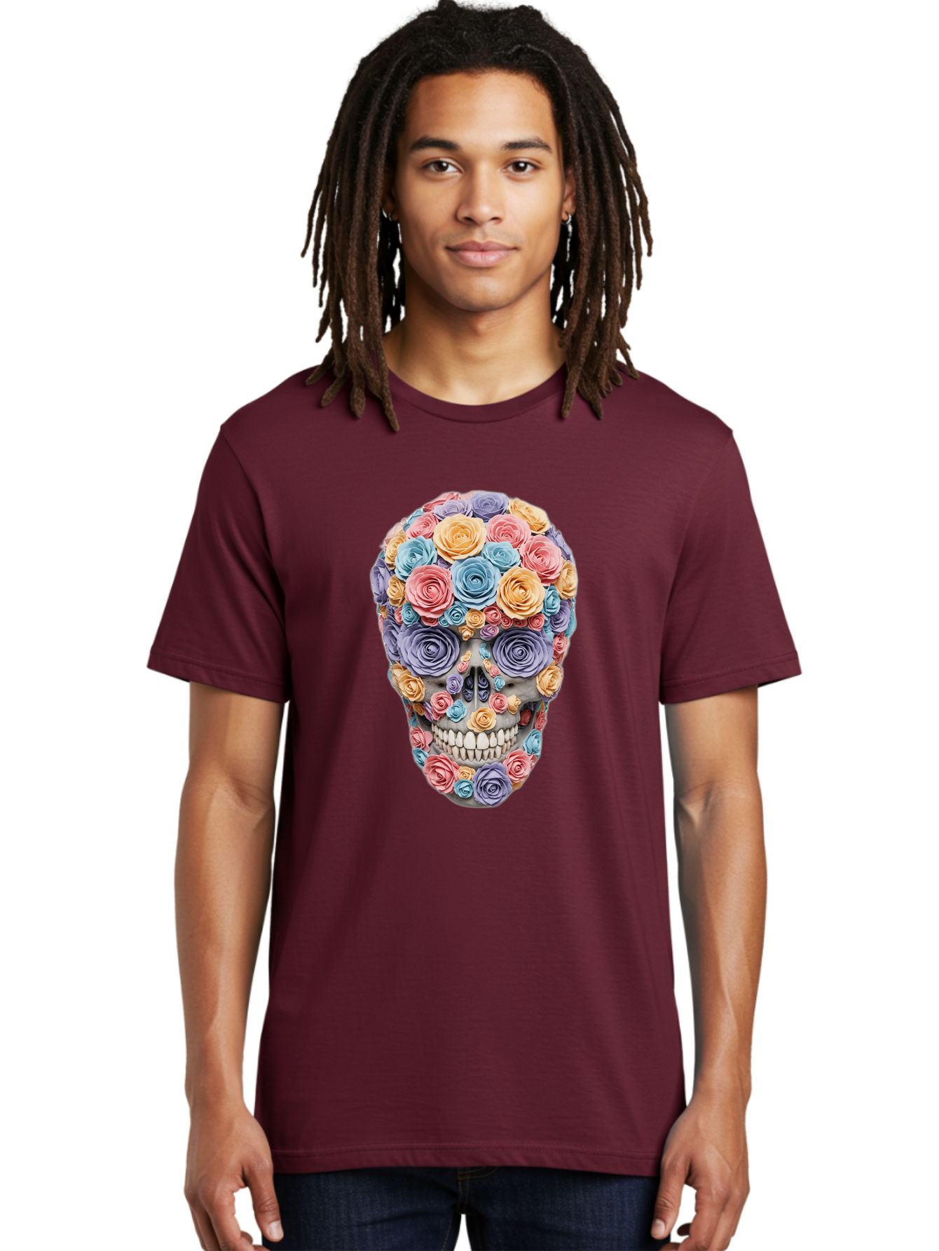 Multicolor-Floral-Skull-1 Men'S Graphic Tee, 100% Cotton, Comfortable Casual Summer Wear, Machine Washable, Vintage Camera, Old Camera, Antique Camera, Black Camera, Classic Photography, Photography Equipment, Nostalgic Device, Film Camera, Bam957 26