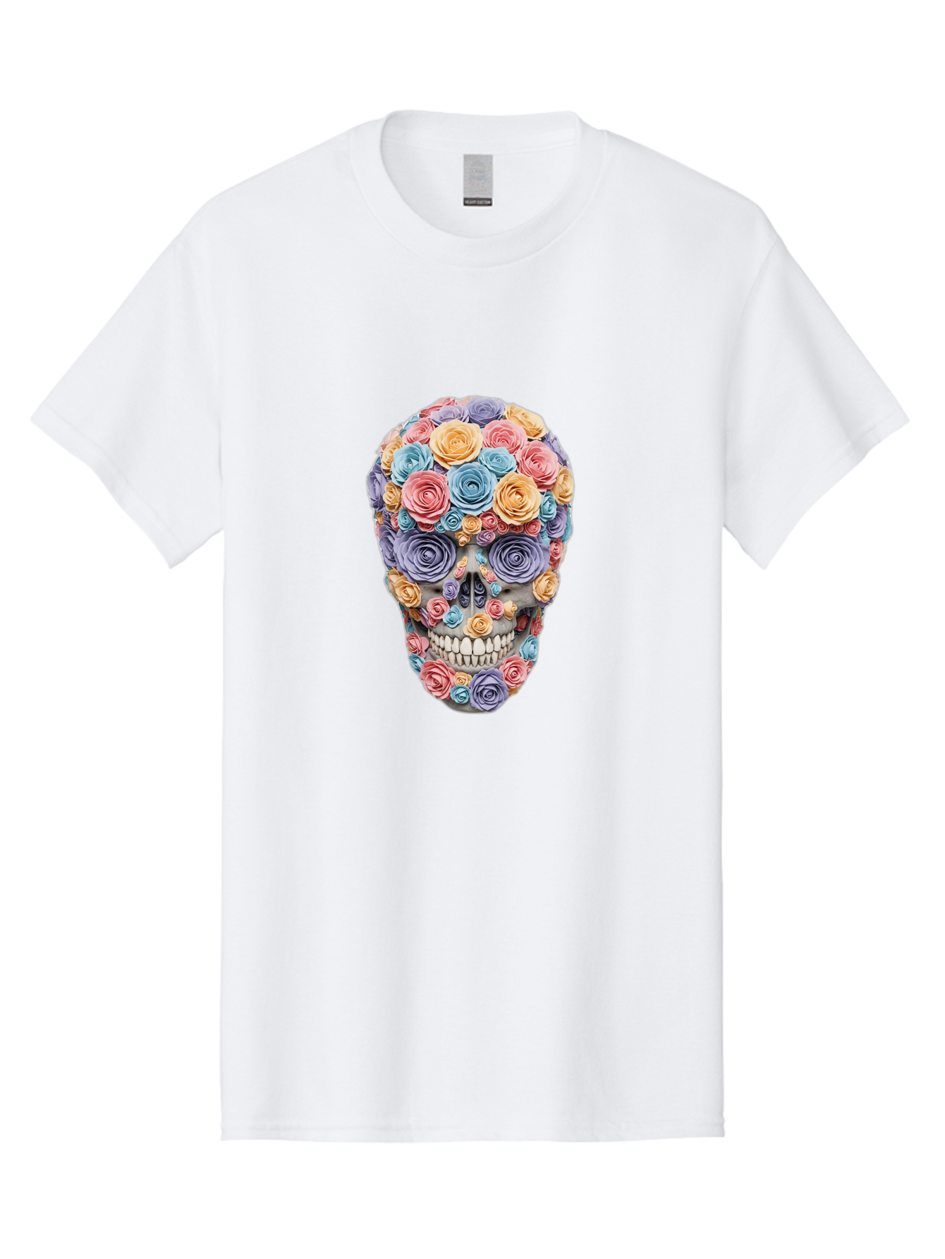 Multicolor-Floral-Skull-1 Men'S Graphic Tee, 100% Cotton, Comfortable Casual Summer Wear, Machine Washable, Vintage Camera, Old Camera, Antique Camera, Black Camera, Classic Photography, Photography Equipment, Nostalgic Device, Film Camera, Bam957 7
