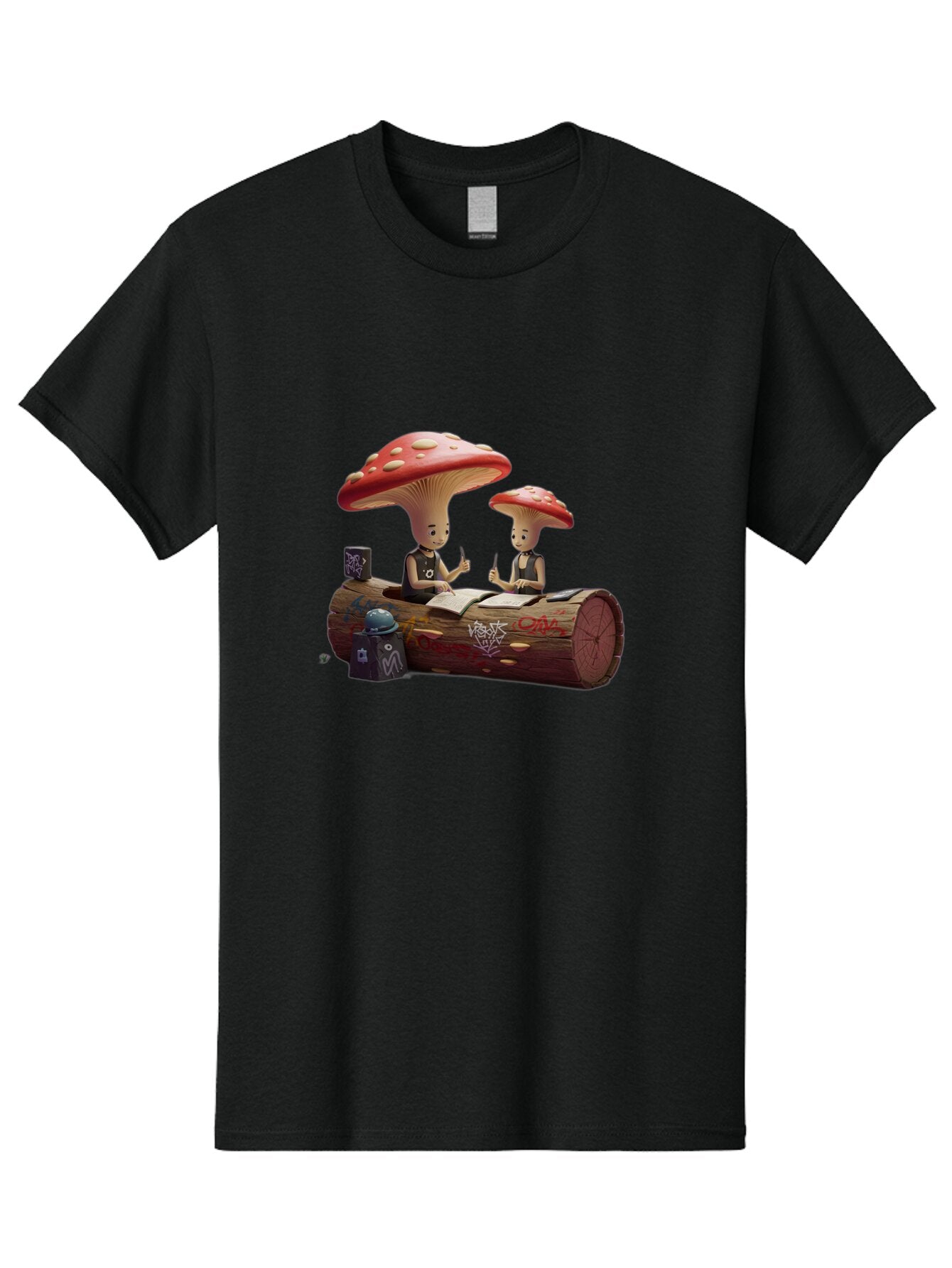 Mushroom-Characters-Studying Men'S Graphic Tee, 100% Cotton, Comfortable Casual Summer Wear, Machine Washable, Vintage Camera, Old Camera, Antique Camera, Black Camera, Classic Photography, Photography Equipment, Nostalgic Device, Film Camera, Bam959 4