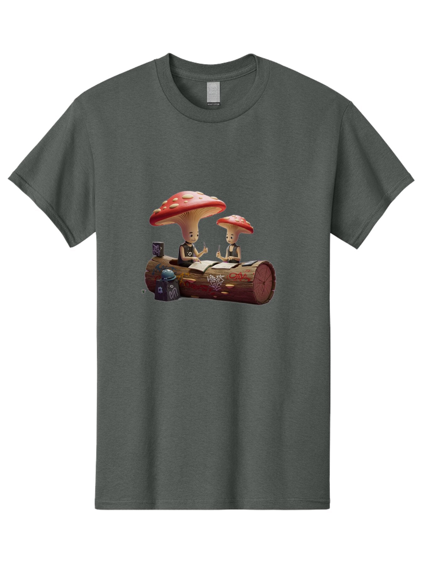 Mushroom-Characters-Studying Men'S Graphic Tee, 100% Cotton, Comfortable Casual Summer Wear, Machine Washable, Vintage Camera, Old Camera, Antique Camera, Black Camera, Classic Photography, Photography Equipment, Nostalgic Device, Film Camera, Bam959 8