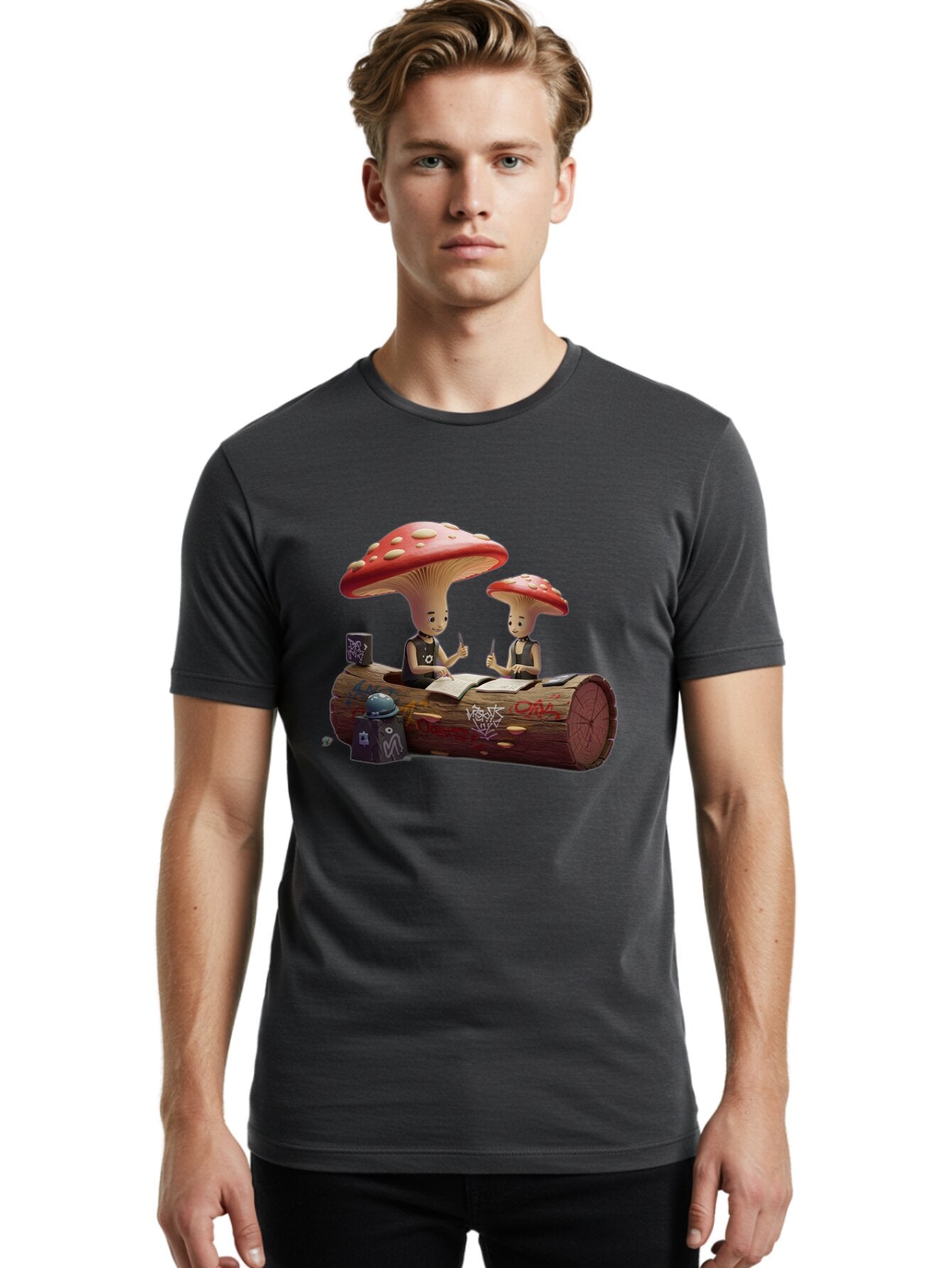 Mushroom-Characters-Studying Men'S Graphic Tee, 100% Cotton, Comfortable Casual Summer Wear, Machine Washable, Vintage Camera, Old Camera, Antique Camera, Black Camera, Classic Photography, Photography Equipment, Nostalgic Device, Film Camera, Bam959 27