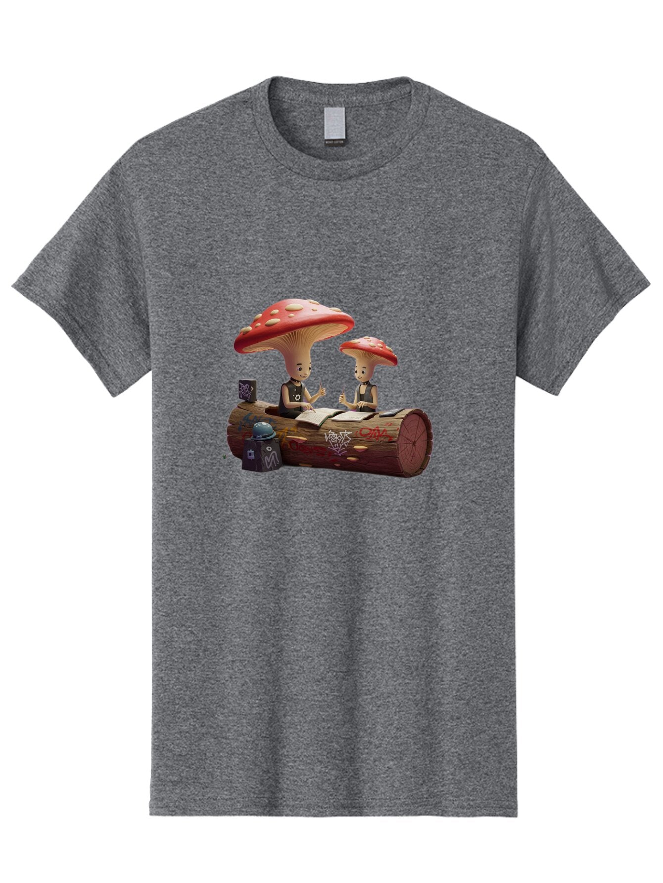 Mushroom-Characters-Studying Men'S Graphic Tee, 100% Cotton, Comfortable Casual Summer Wear, Machine Washable, Vintage Camera, Old Camera, Antique Camera, Black Camera, Classic Photography, Photography Equipment, Nostalgic Device, Film Camera, Bam959 3