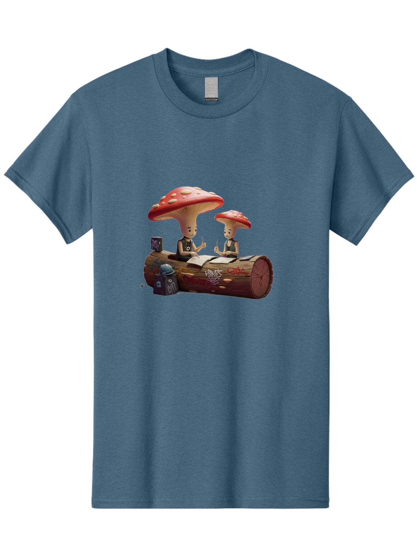 Mushroom-Characters-Studying Men'S Graphic Tee, 100% Cotton, Comfortable Casual Summer Wear, Machine Washable, Vintage Camera, Old Camera, Antique Camera, Black Camera, Classic Photography, Photography Equipment, Nostalgic Device, Film Camera, Bam959