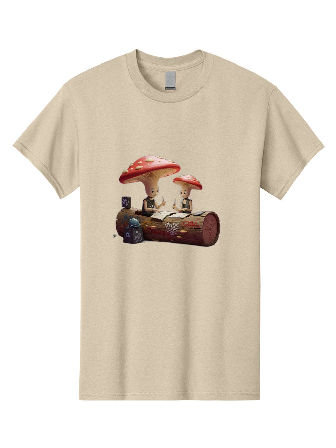 Mushroom-Characters-Studying Men'S Graphic Tee, 100% Cotton, Comfortable Casual Summer Wear, Machine Washable, Vintage Camera, Old Camera, Antique Camera, Black Camera, Classic Photography, Photography Equipment, Nostalgic Device, Film Camera, Bam959 9