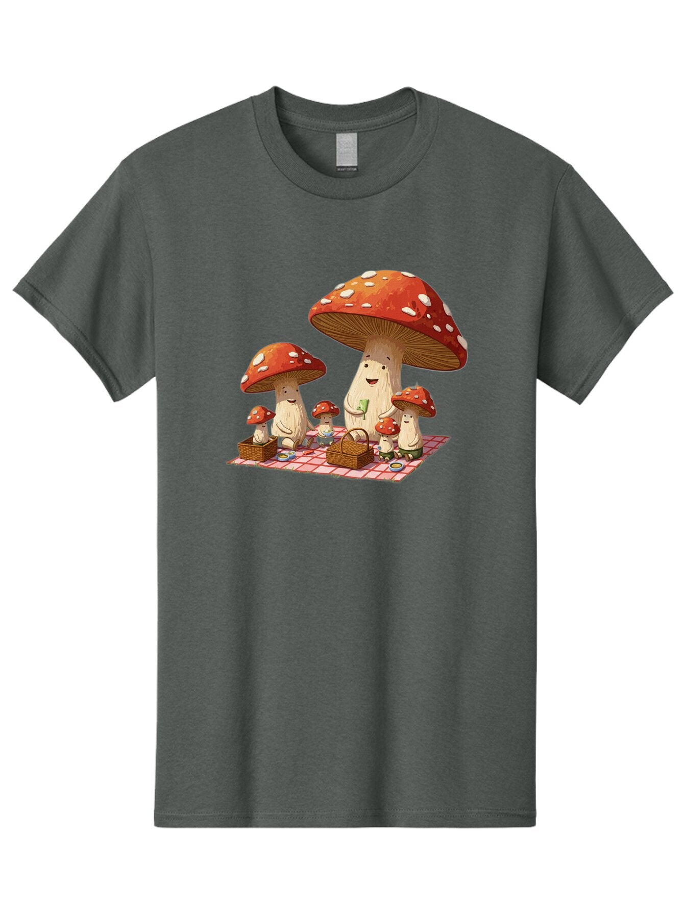 Mushroom-Family-Picnic-2 Men'S Graphic Tee, 100% Cotton, Comfortable Casual Summer Wear, Machine Washable, Vintage Camera, Old Camera, Antique Camera, Black Camera, Classic Photography, Photography Equipment, Nostalgic Device, Film Camera, Bam962 13