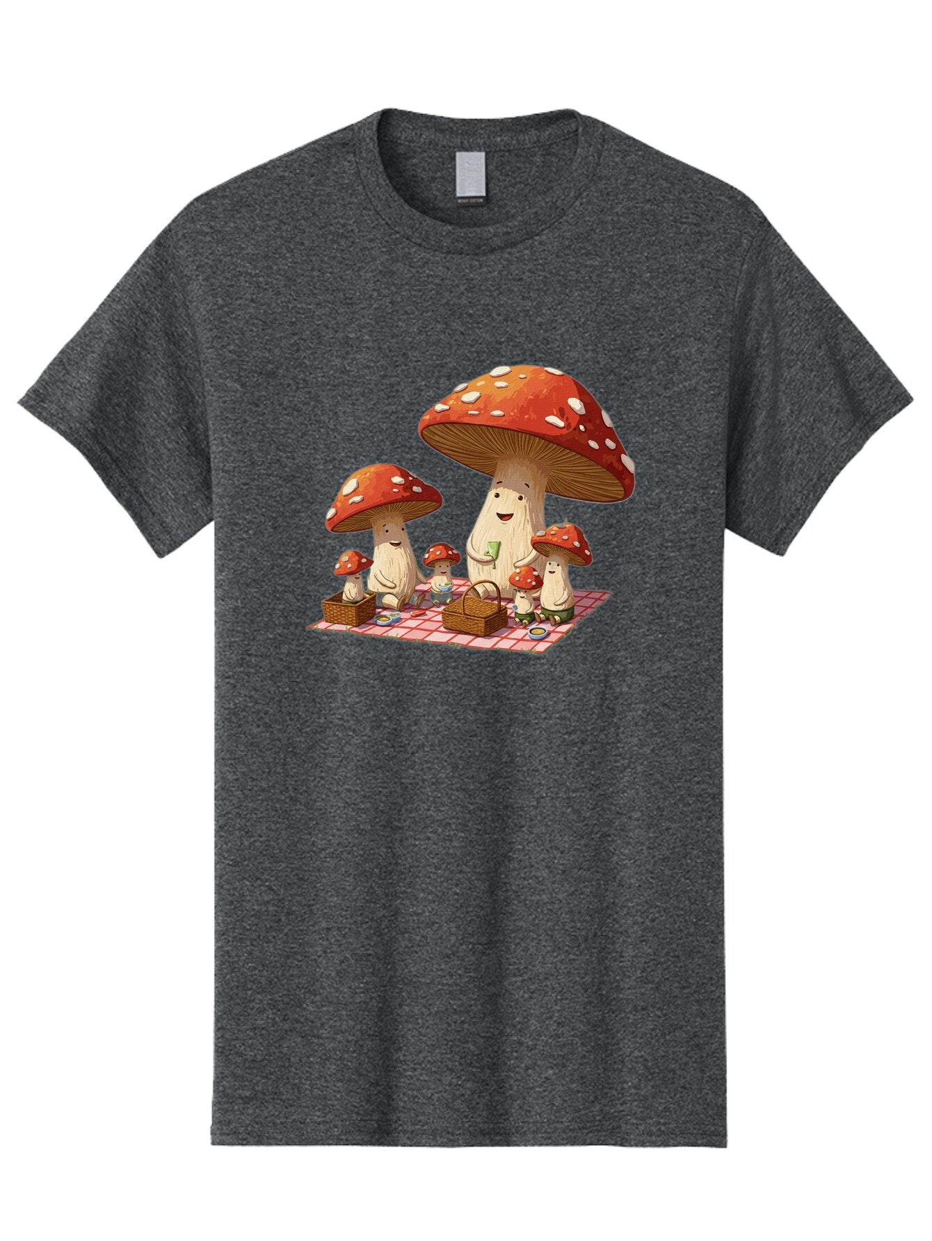 Mushroom-Family-Picnic-2 Men'S Graphic Tee, 100% Cotton, Comfortable Casual Summer Wear, Machine Washable, Vintage Camera, Old Camera, Antique Camera, Black Camera, Classic Photography, Photography Equipment, Nostalgic Device, Film Camera, Bam962 14